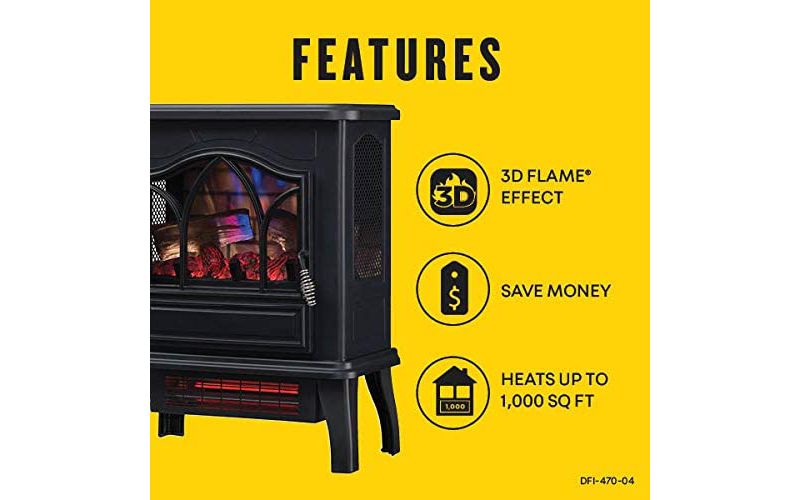 Duraflame 3D Black Infrared Electric Fireplace Stove - DFI-470-04