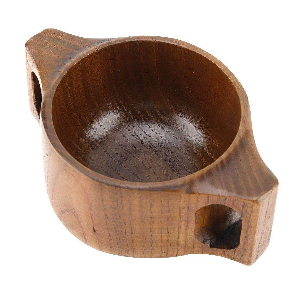 Eco-friendly Wooden Dual Handles Round Baby Feeding Bowl Traning Tableware Kitchen Accessories