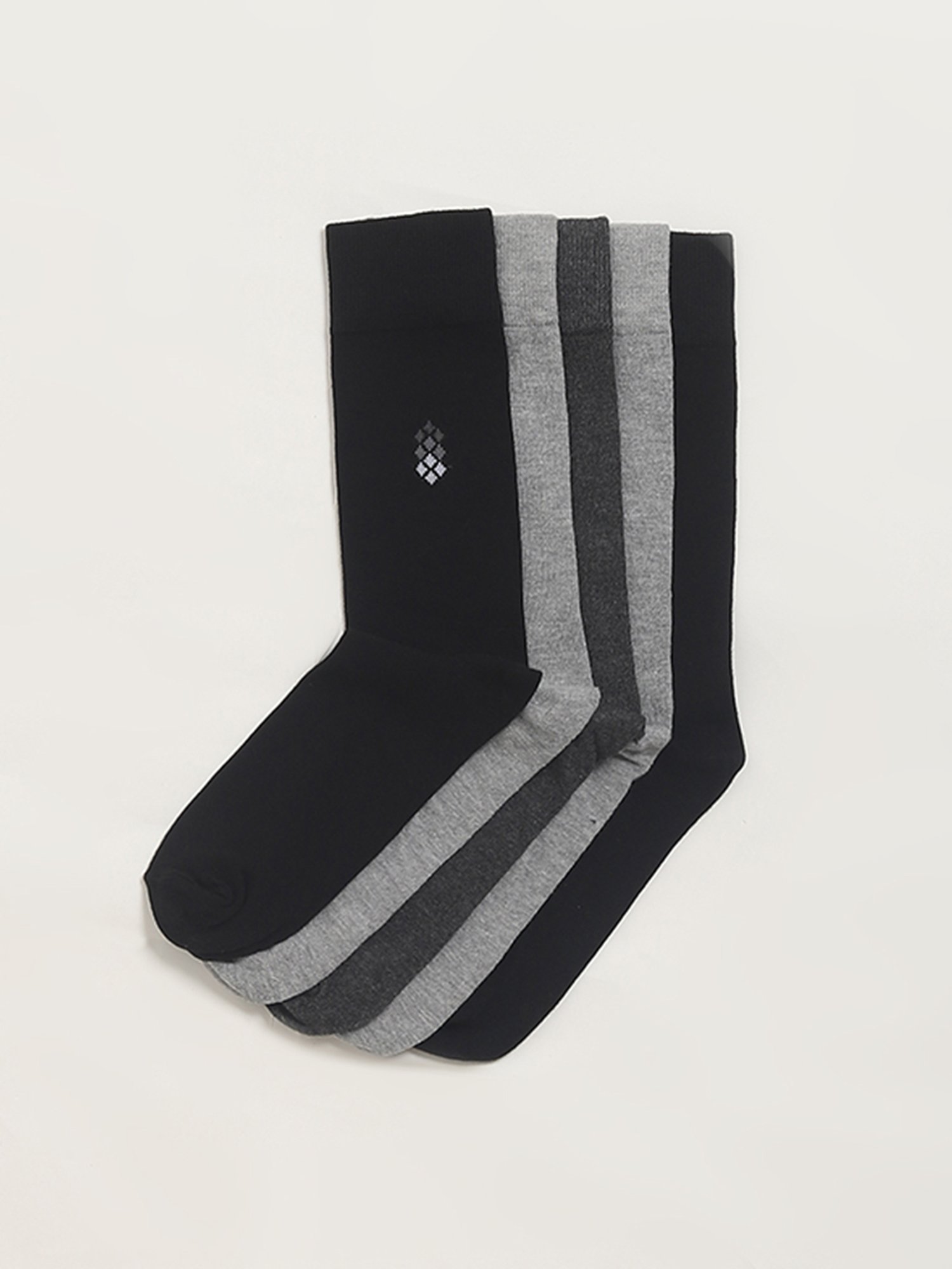 WES Lounge by Westside Grey Plain Socks - Pack of 5