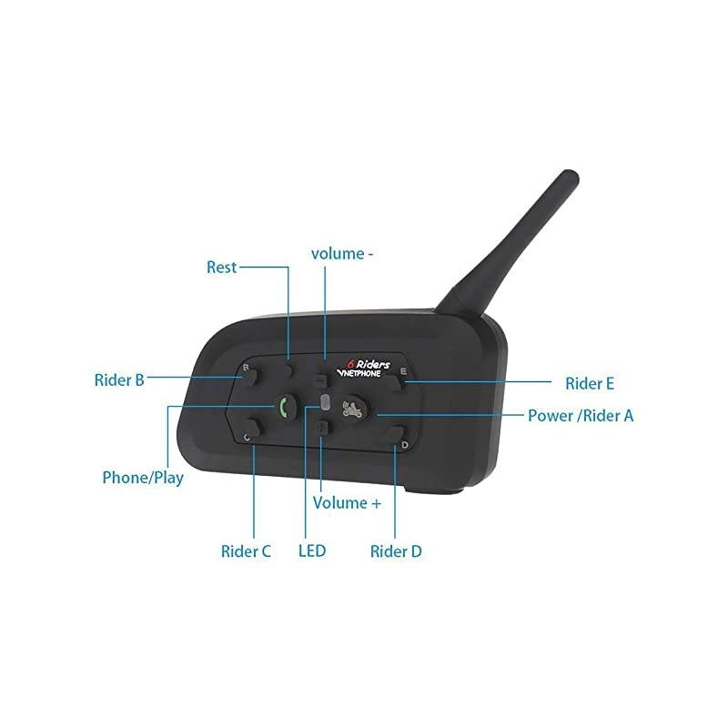 Motorcycle Helmet Bluetooth Intercom BT Multi Interphone Headset 1200M Bluetooth Motorbike Intercom Interphone Skiing Helmet Communication System Connect Up to 6 Riders 2 Pack