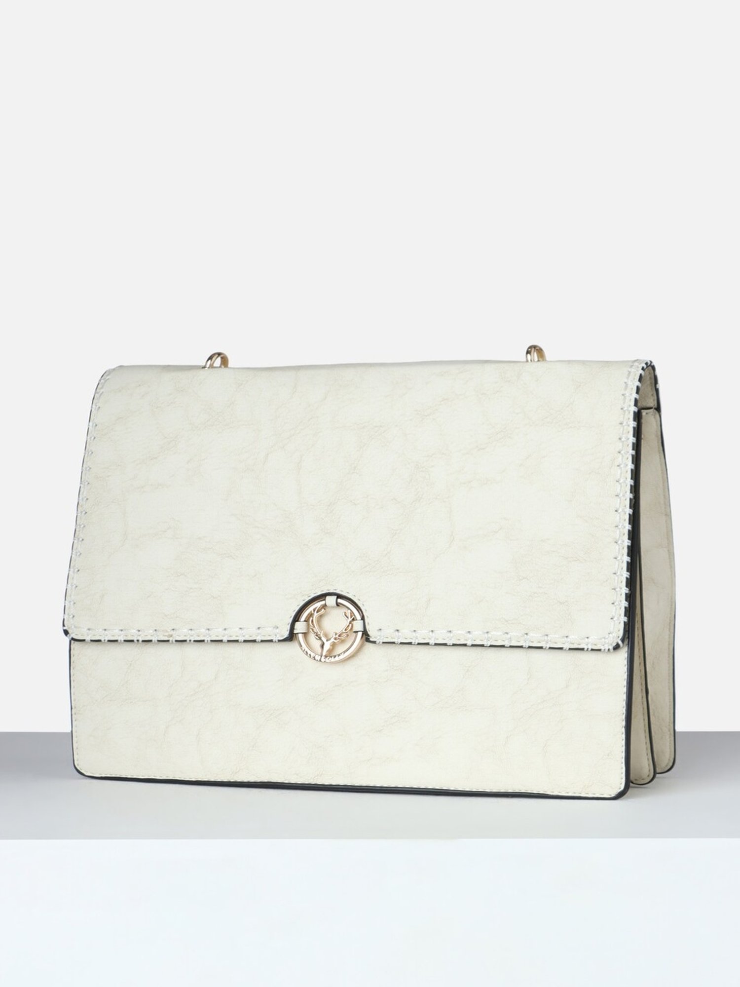 Allen Solly Cream Textured Medium Sling Handbag