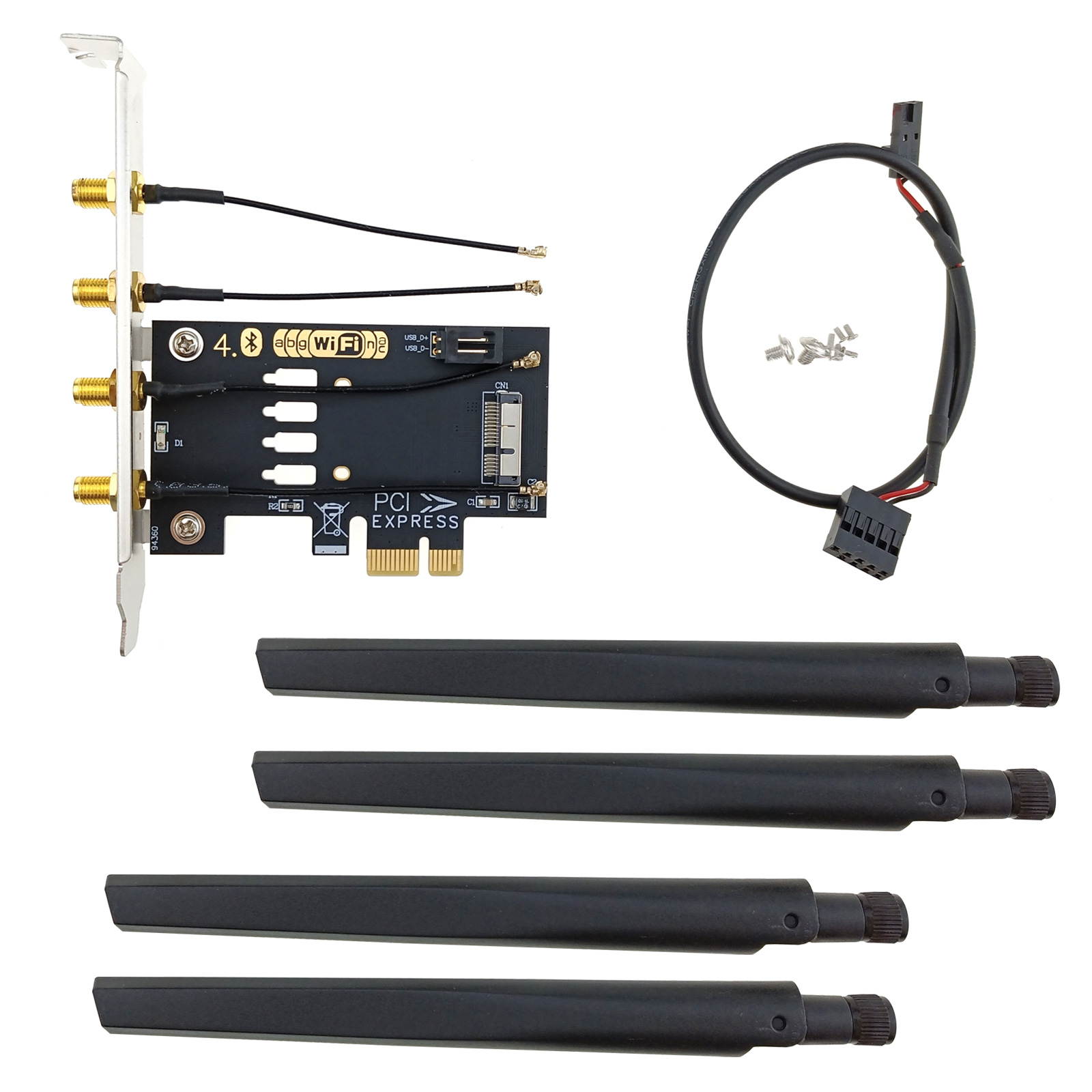 BCM94360CD to PCI-e Desktop Adapter WiFi Bluetooth Module Converter 4 Antenna