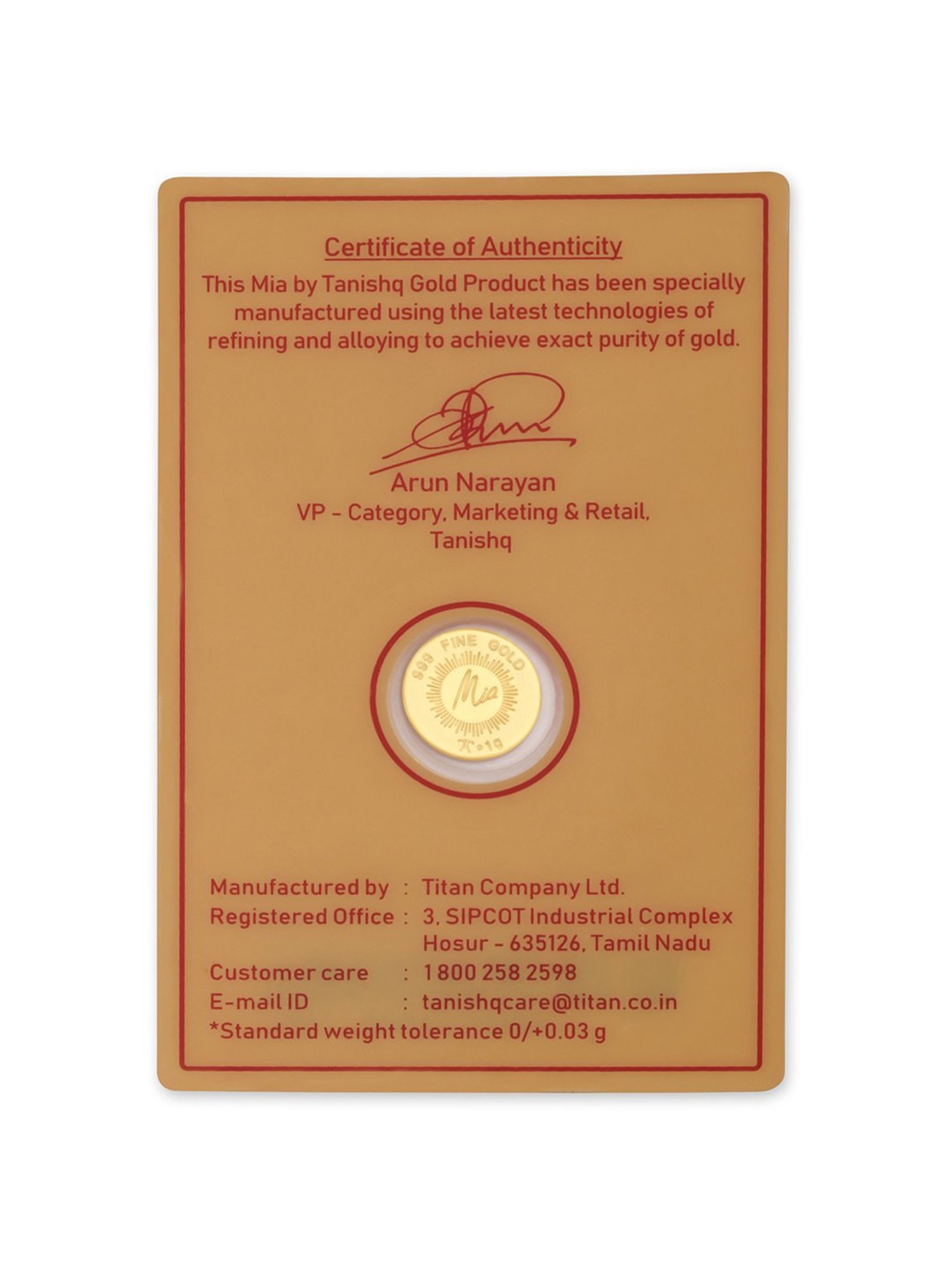 Mia by Tanishq Lotus 24k (999) 1gm Gold Coin