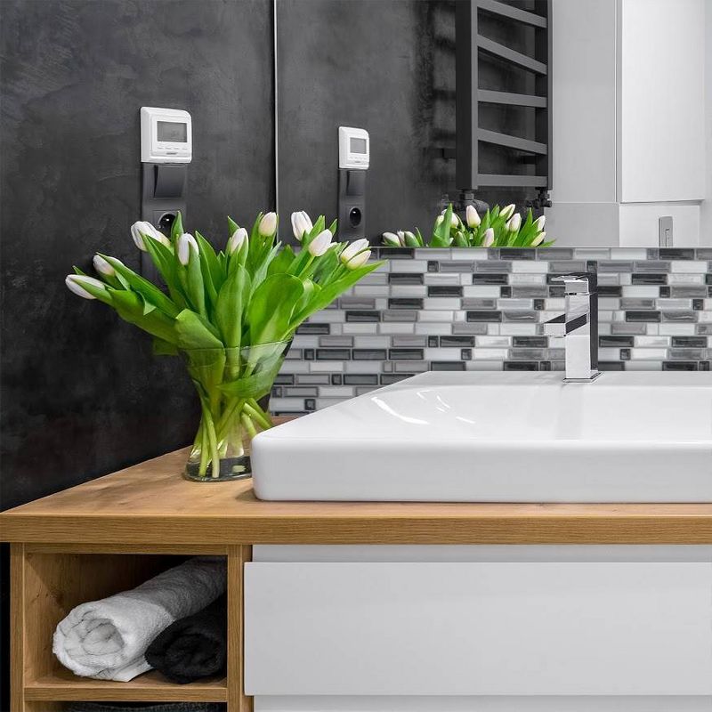 Smart Tiles 3D Peel and Stick Backsplash 4 Sheets of 9.73" x 9.36" Kitchen and Bathroom Wallpaper Crescendo Modena