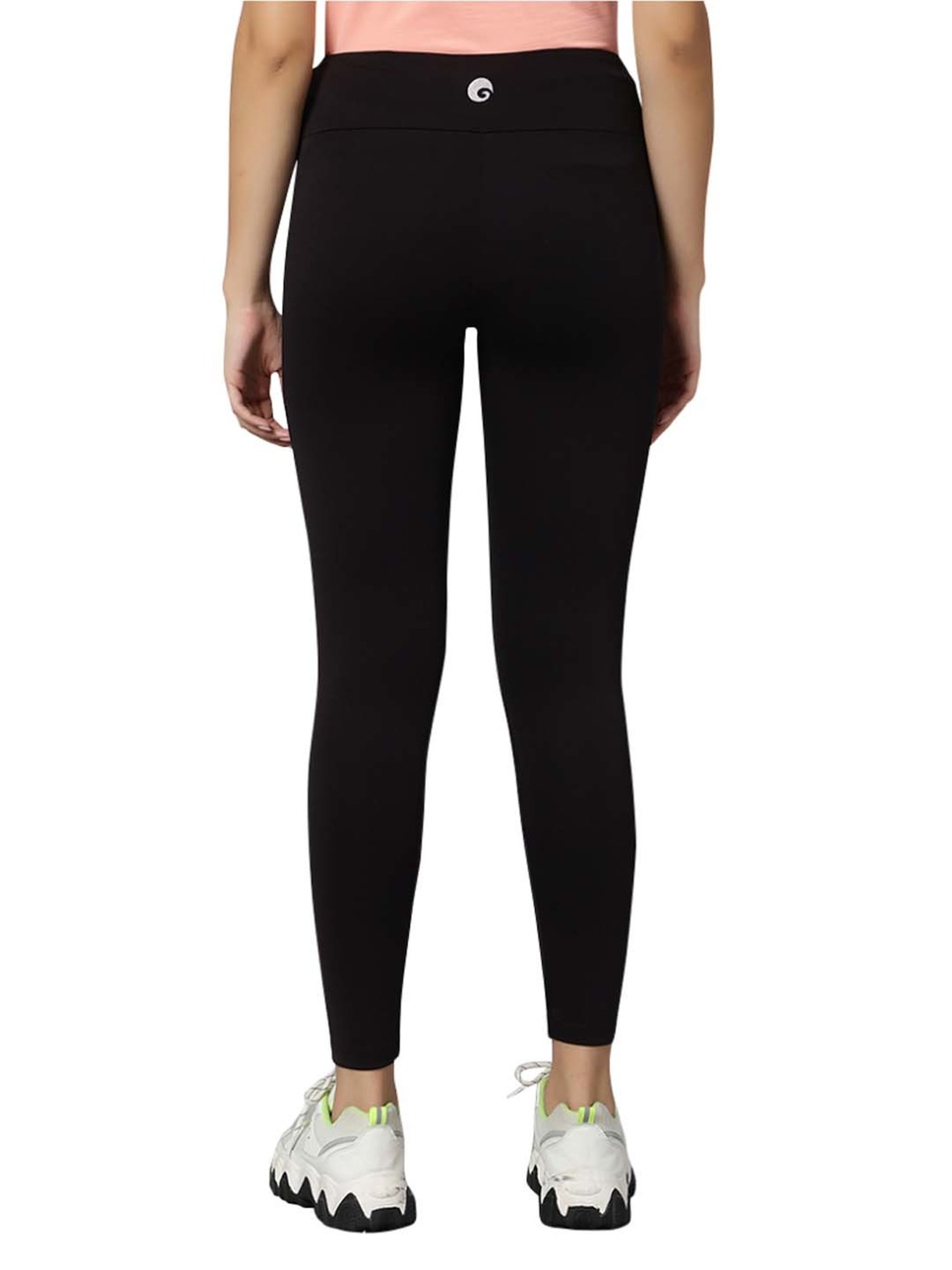 Omtex Black & Navy Mid Rise Sports Tights - Pack Of 2