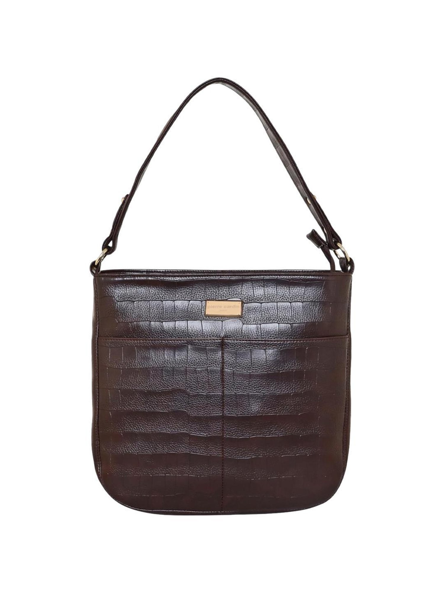 Pierre Cardin Brown Textured Tote Handbag