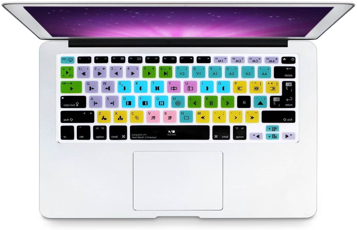HRH Hot Key Function Shortcut Spanish Silicone Keyboard Cover Skin for Mac Air 13,MacBook Pro 13/15/17 (with or w/Out Retina Display, 2015 or Older Version)&Older iMac US/EU-Avid Media Composer