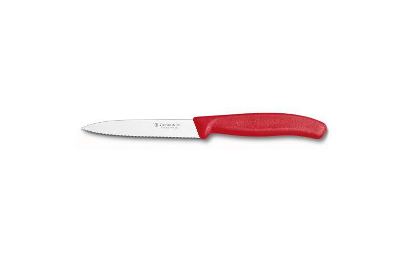 Victorinox 4 Inch Swiss Classic Paring Knife with Serrated Edge Spear Point, Red