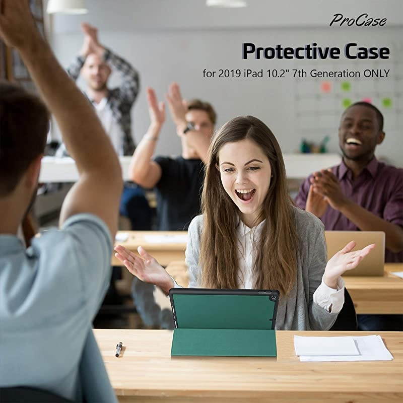 New iPad 10.2 Case (2020 8th Generation / 2019 7th Generation) with Pencil Holder and Flexible Soft TPU Back Cover, Slim Steady Stand Protective Case for 10.2" iPad 8th / iPad 7th -Green