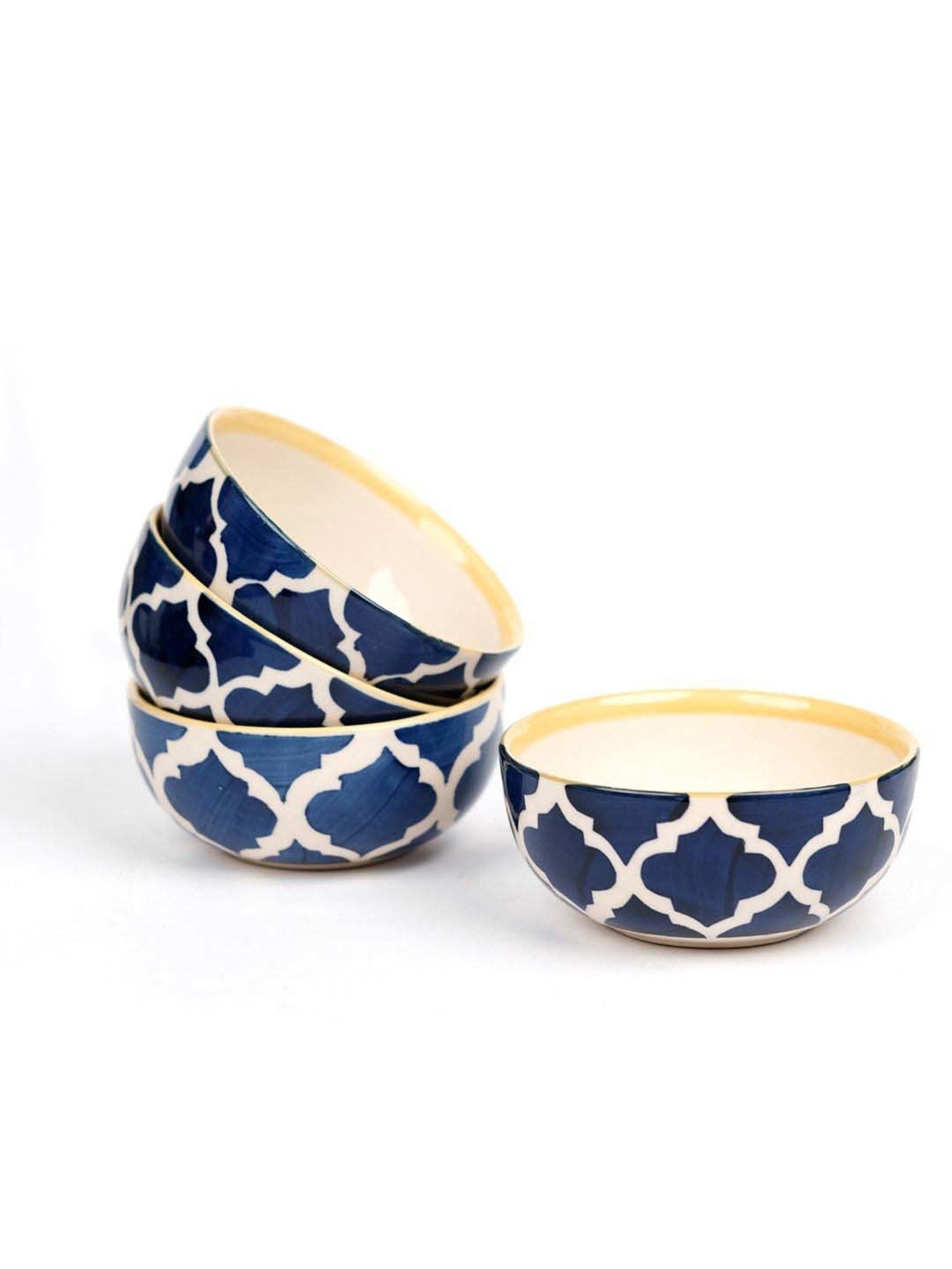 VarEesha Blue Ceramic Five Inch Mixing And Serving Bowl (0.35 L) - Set of 4