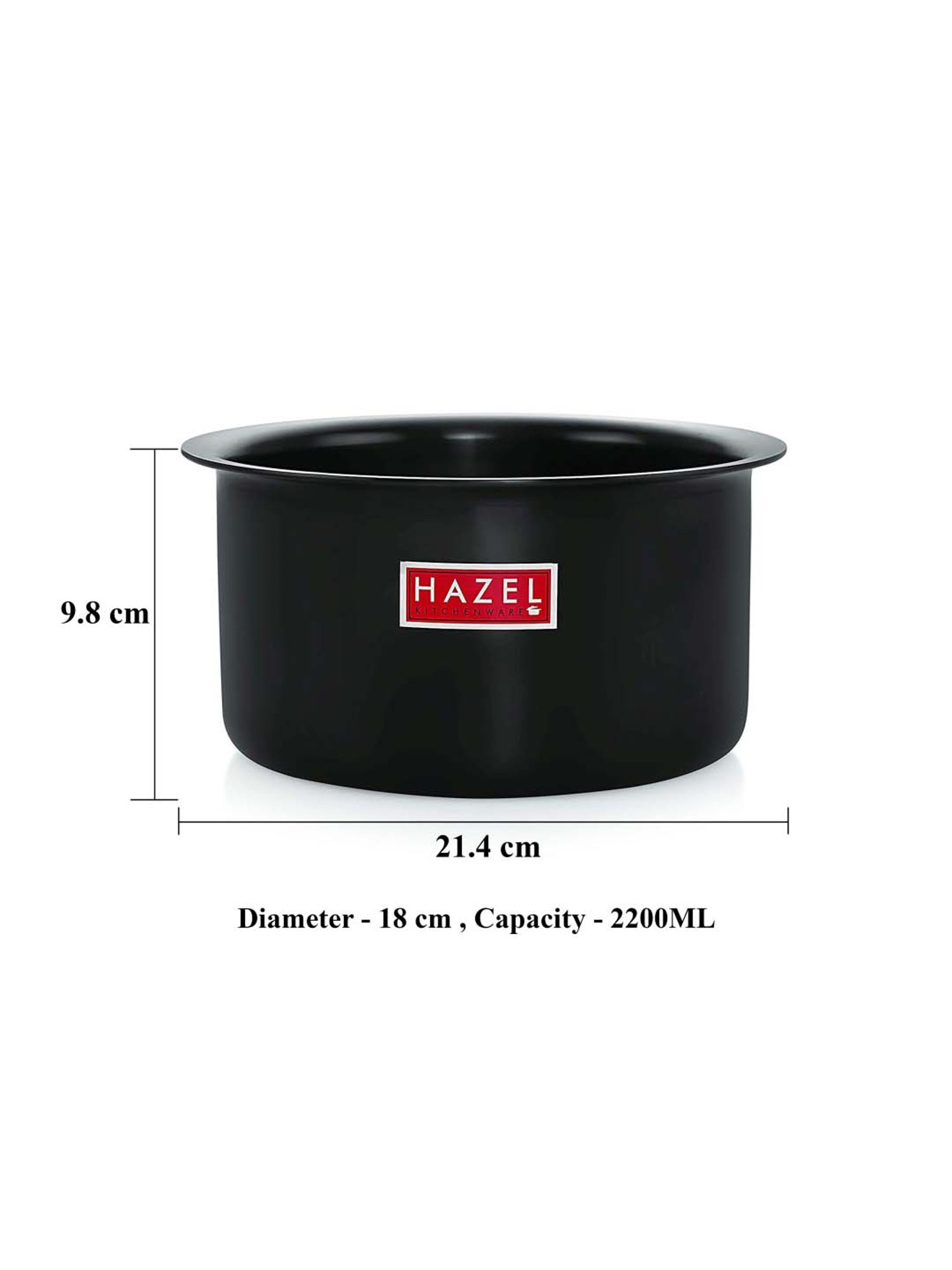 HAZEL Black Stainless Steel 18 cm Induction-Based Tope with Lid (2.2L) - Set of 1