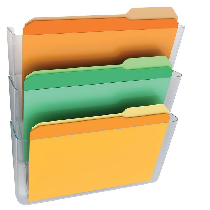 Deflecto Wall Pocket System Letter 13"x4"x19" 3/ST Clear 73601RT