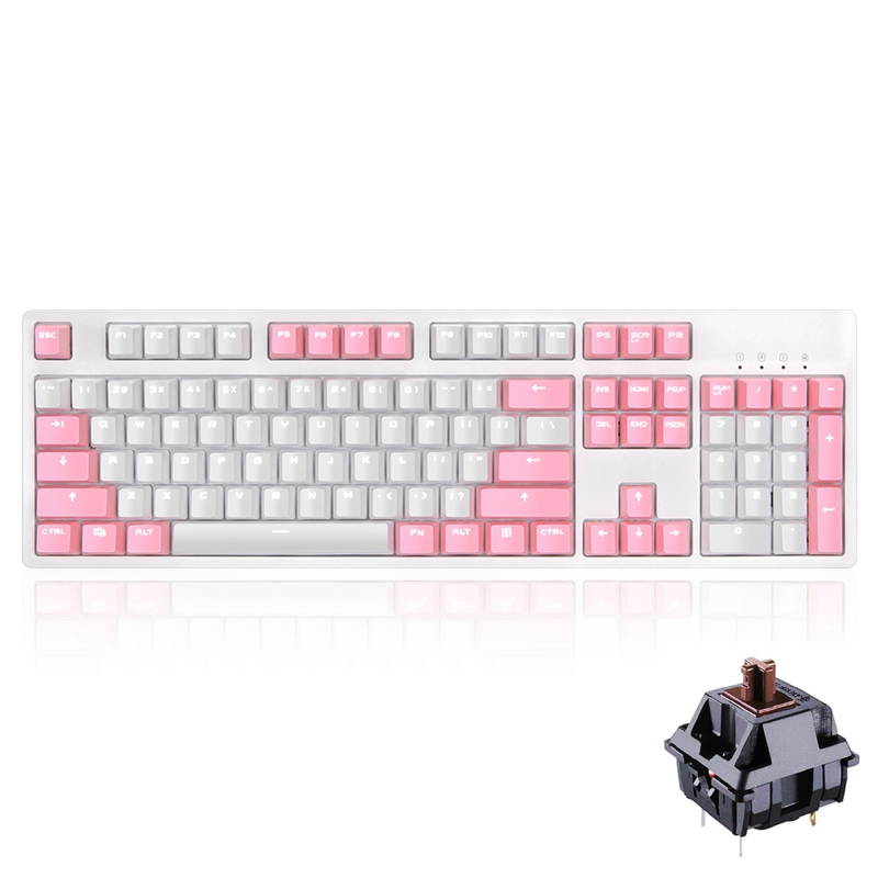 A-jazz AK535  N-key Rollover  Ergonomic Design,Cool Exterior USB Wired Cherry  MX Red Mechanical Gaming  Keyboard For Office And Game,  PBT Keycaps  - Blue Lotus ( No Light Version )