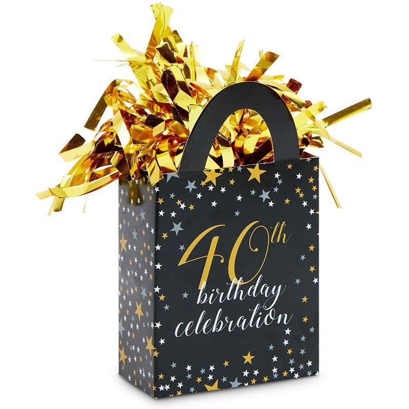Sparkle and Bash 6 Packs 40th Birthday Party Balloon Weights, Black and Gold Decorations, 6 oz