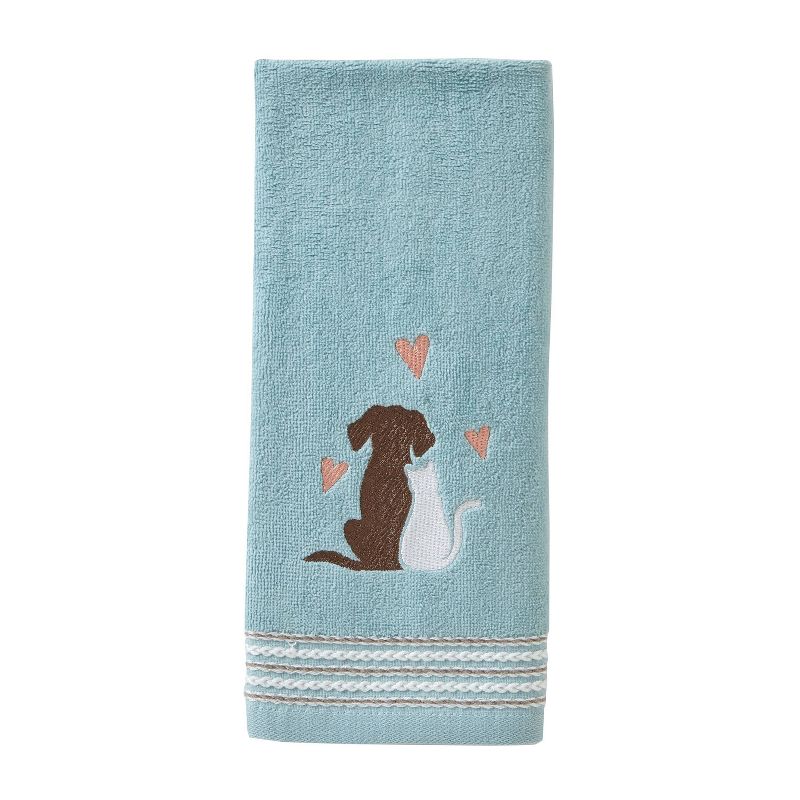 2pk Cat and Pup Hand Towel Set Blue - SKL Home