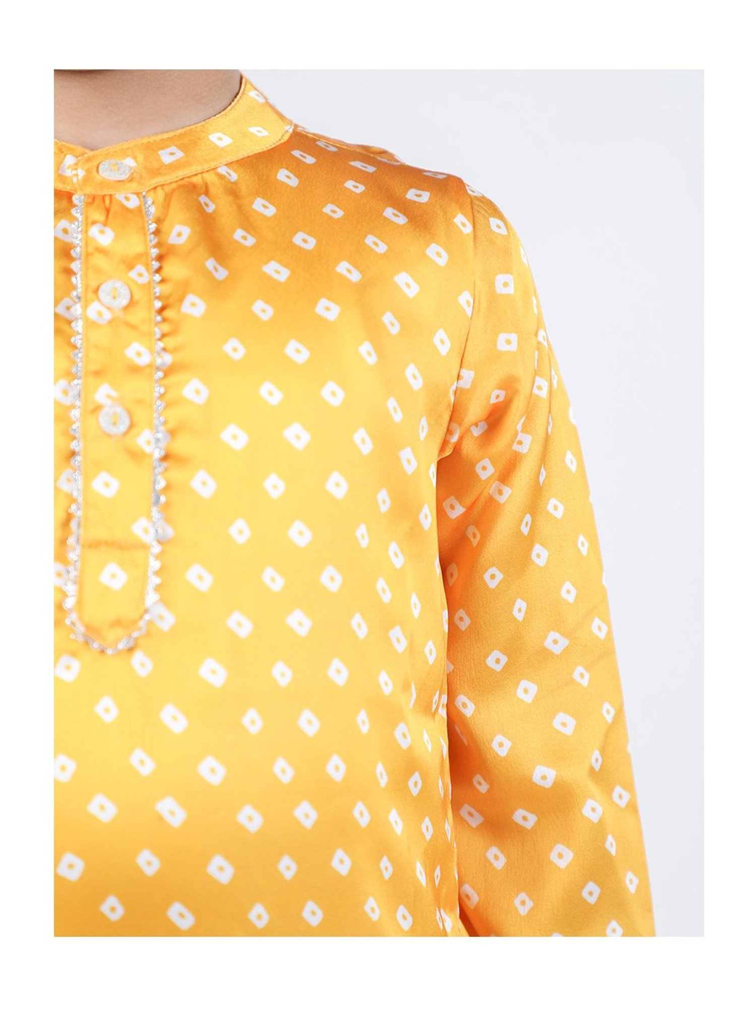 Budding Bees Kids Yellow & White Printed Full Sleeves Kurta with Pyjamas