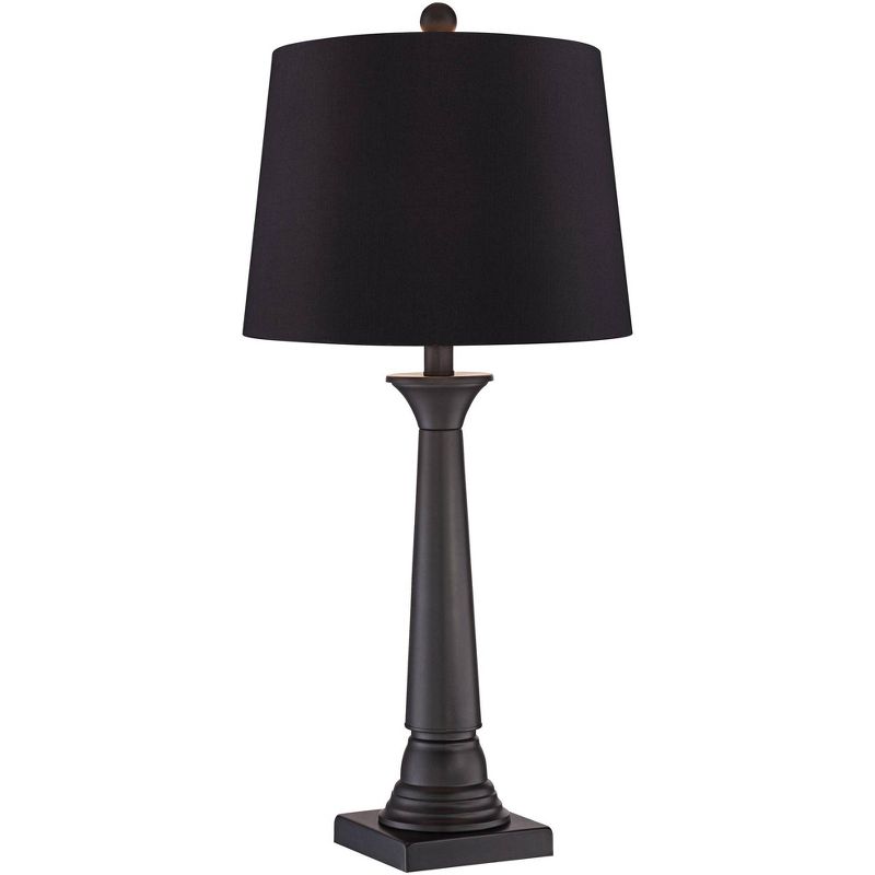 360 Lighting Dolbey Bronze Tapered Column Black Shade Table Lamps Set of 2