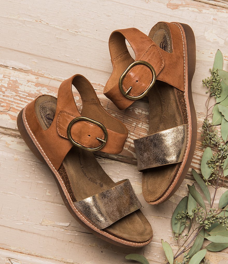 Sofft Bali Metallic Leather Wedge Sandals