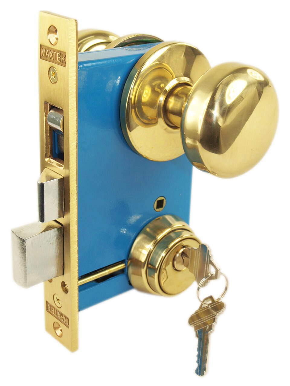 Maxtech LHR (Like Marks 22AC/3-W-LHR) Polished Brass Finish Left Hand Reverse Double Cylinder Iron Gate Ornamental Mortise Lockset with 2-1/2" Backset