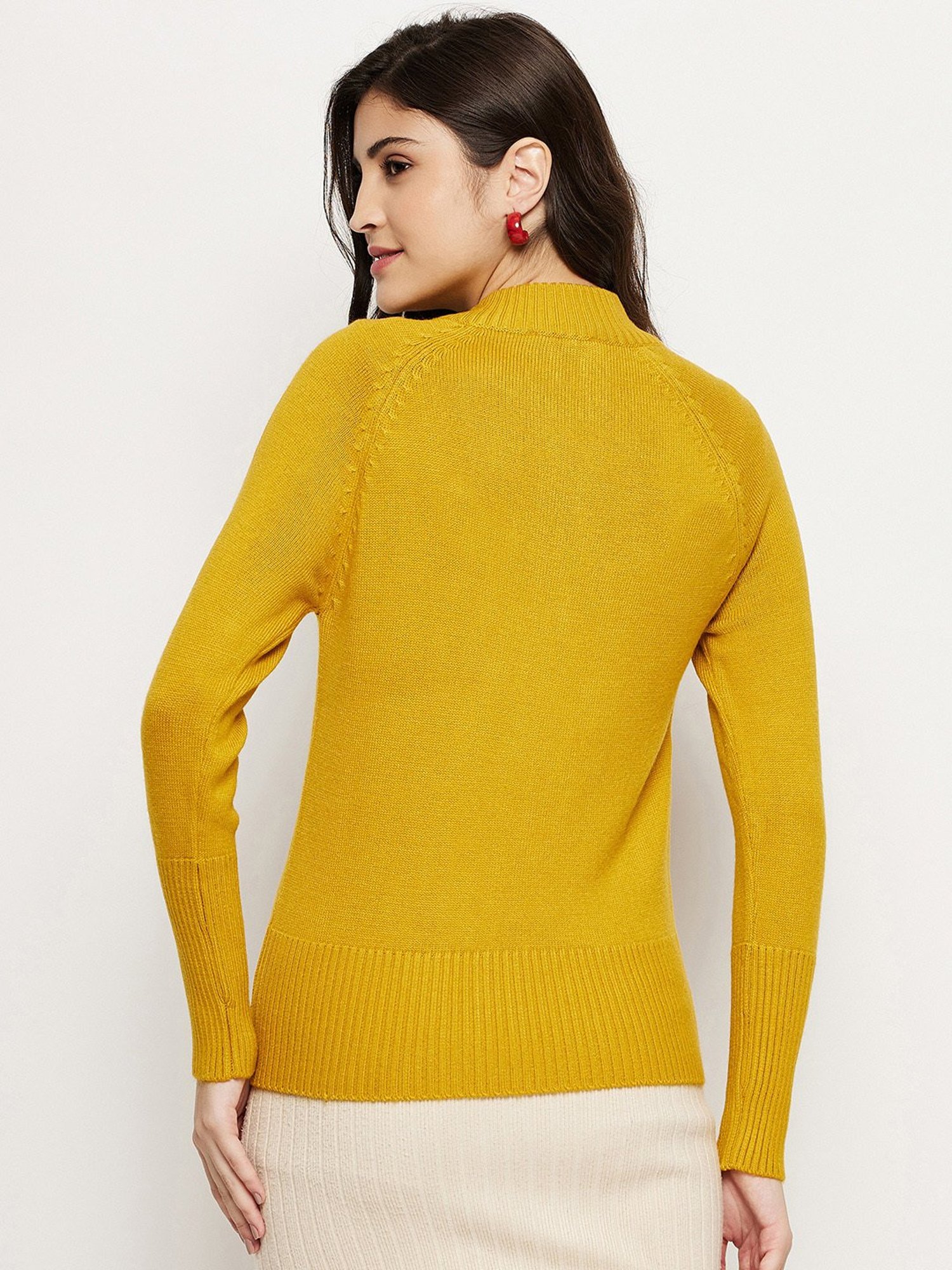 MADAME Mustard Regular Fit Sweater