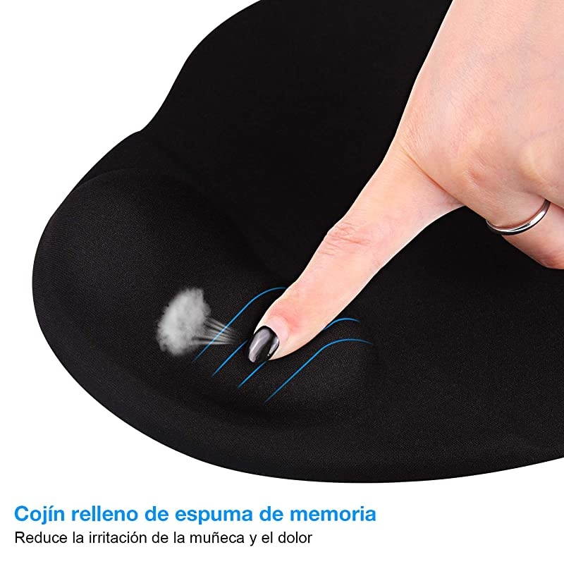 Mouse Pad Ergonomic Mouse Pad with Gel Wrist Rest Support Gaming Mouse Pad with Lycra Cloth NonSlip PU Base for Computer Laptop Home Office Travel Black