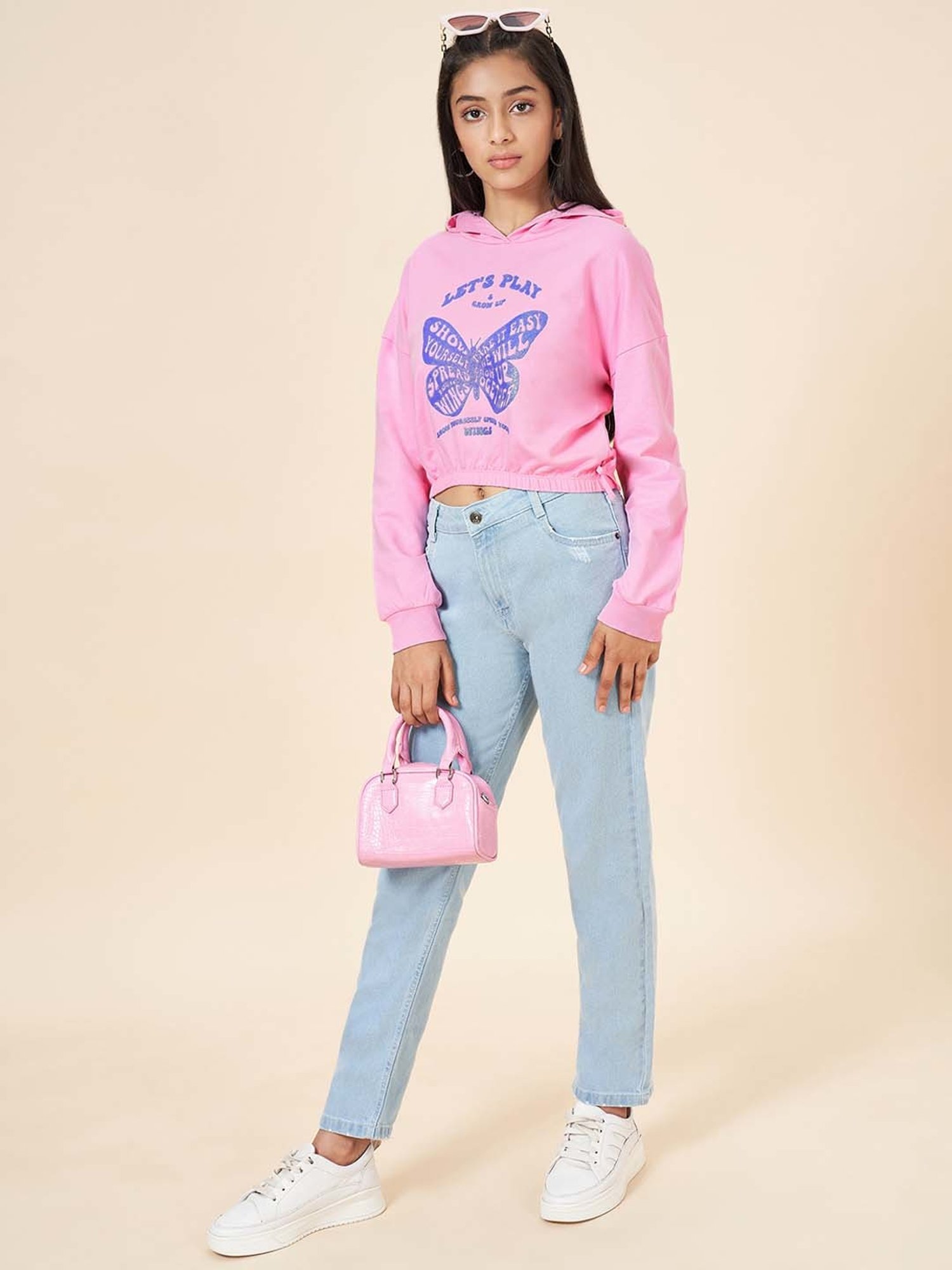 Coolsters by Pantaloons Kids Pink & Blue Cotton Printed Full Sleeves Sweatshirt