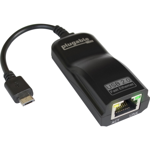 Plugable USB 2.0 OTG Micro-B to 100Mbps Fast Ethernet Adapter Compatible with Windows Tablets, Raspberry Pi Zero, and Some Android Devices (ASIX AX88772A chipset)