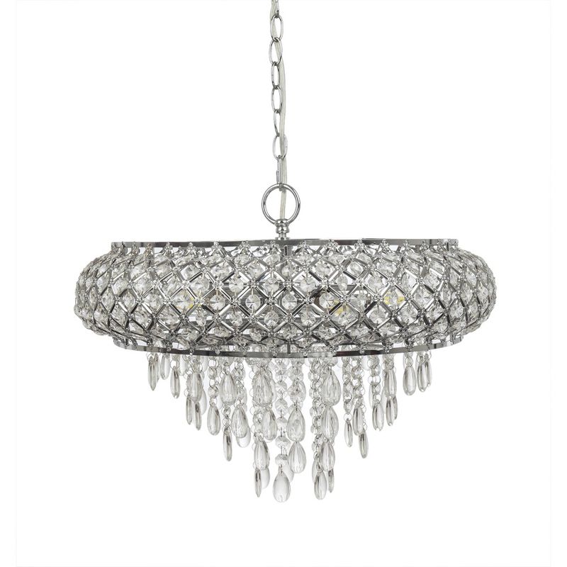 14.25" Tiered Crystal Glass Hanging Chandelier Chrome - River of Goods
