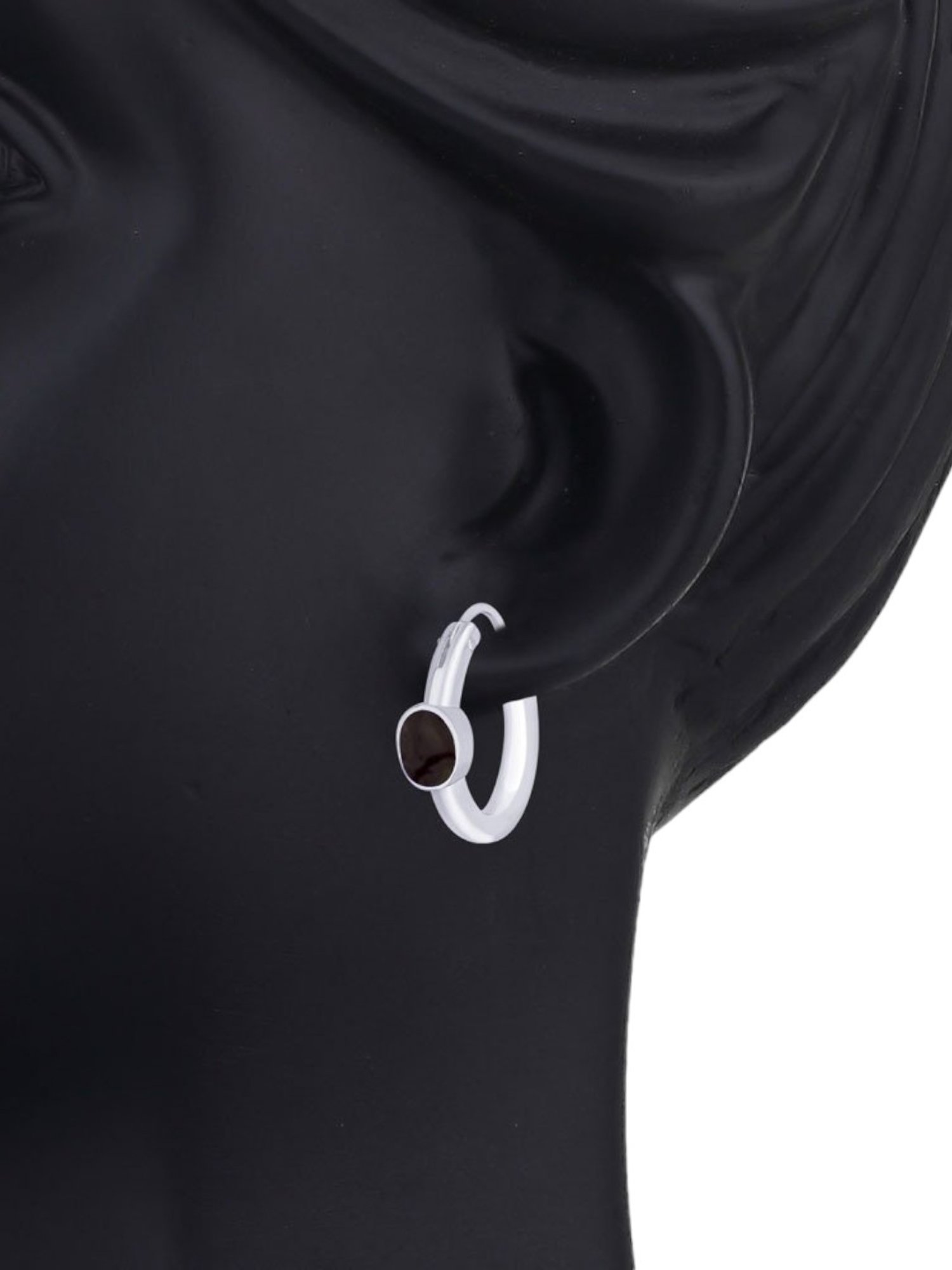 Taraash 92.5 Sterling Silver Drop Shape Brown Enamel Hoop Earring