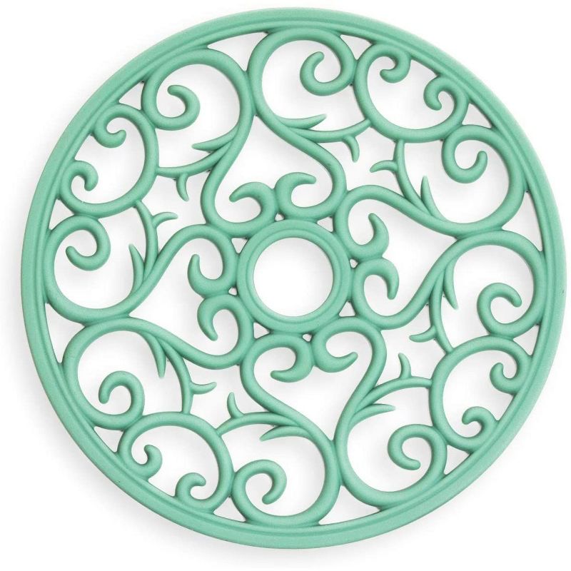 Silicone Carved Trivets for Kitchens, Nonslip (7.9 Inches, Green, 3 Pack)