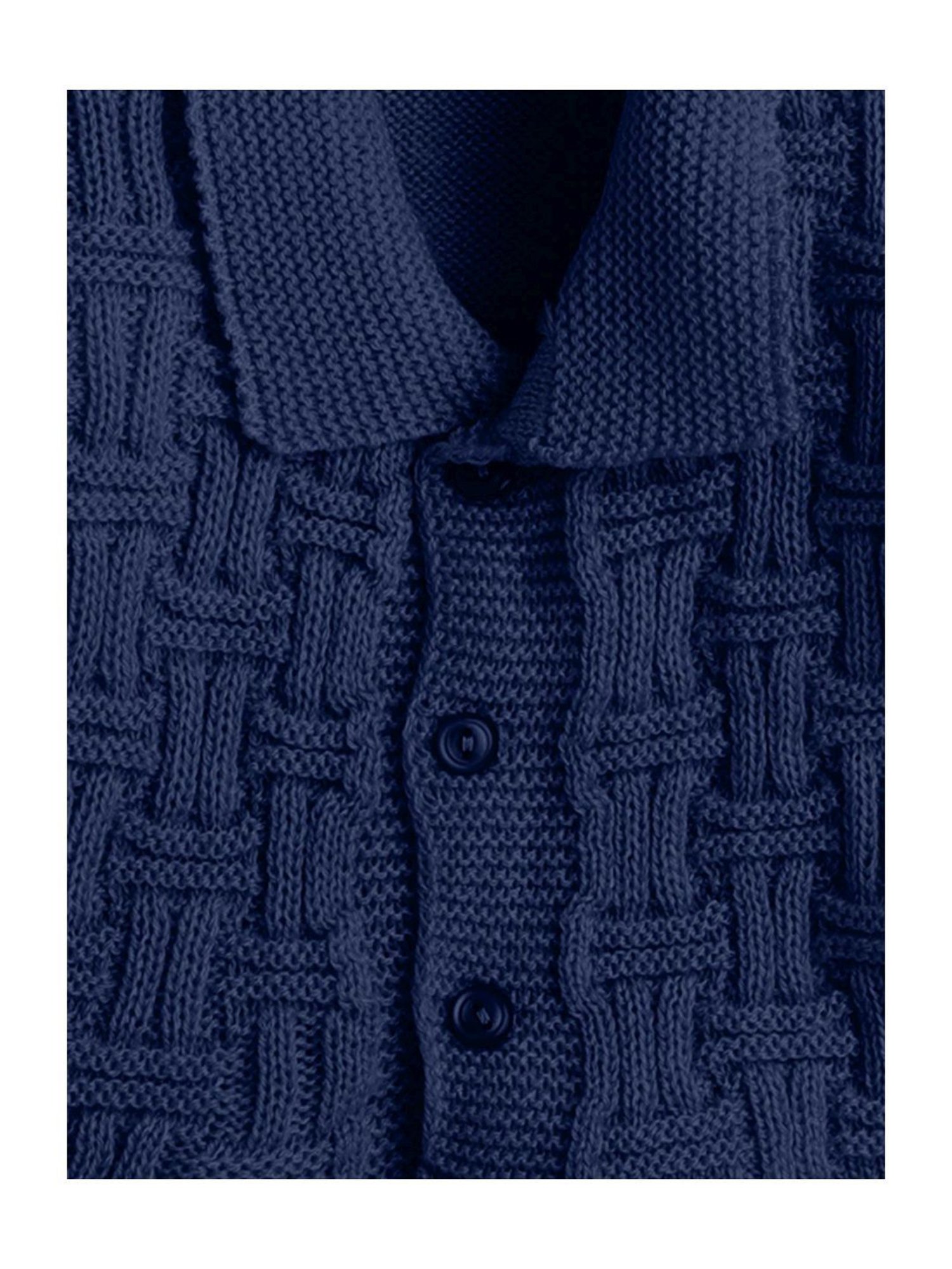 Little Angels Kids Navy Textured Pattern Full Sleeves Sweater Set