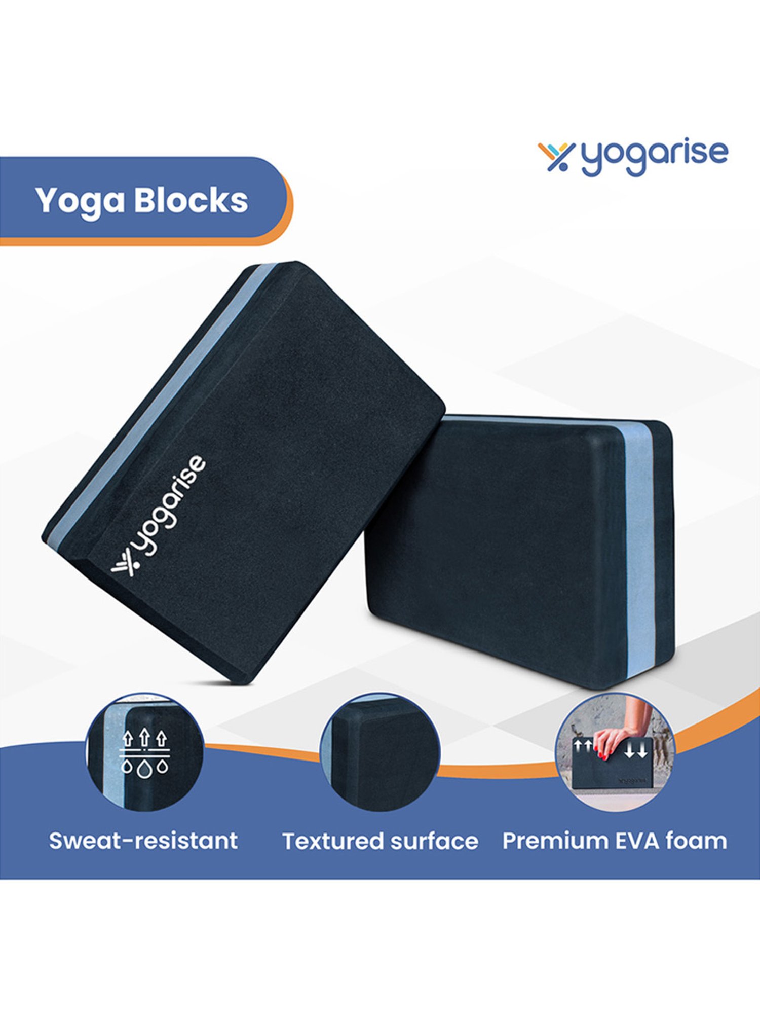 Yogarise Yoga Blocks for Yoga Practice (Blue)