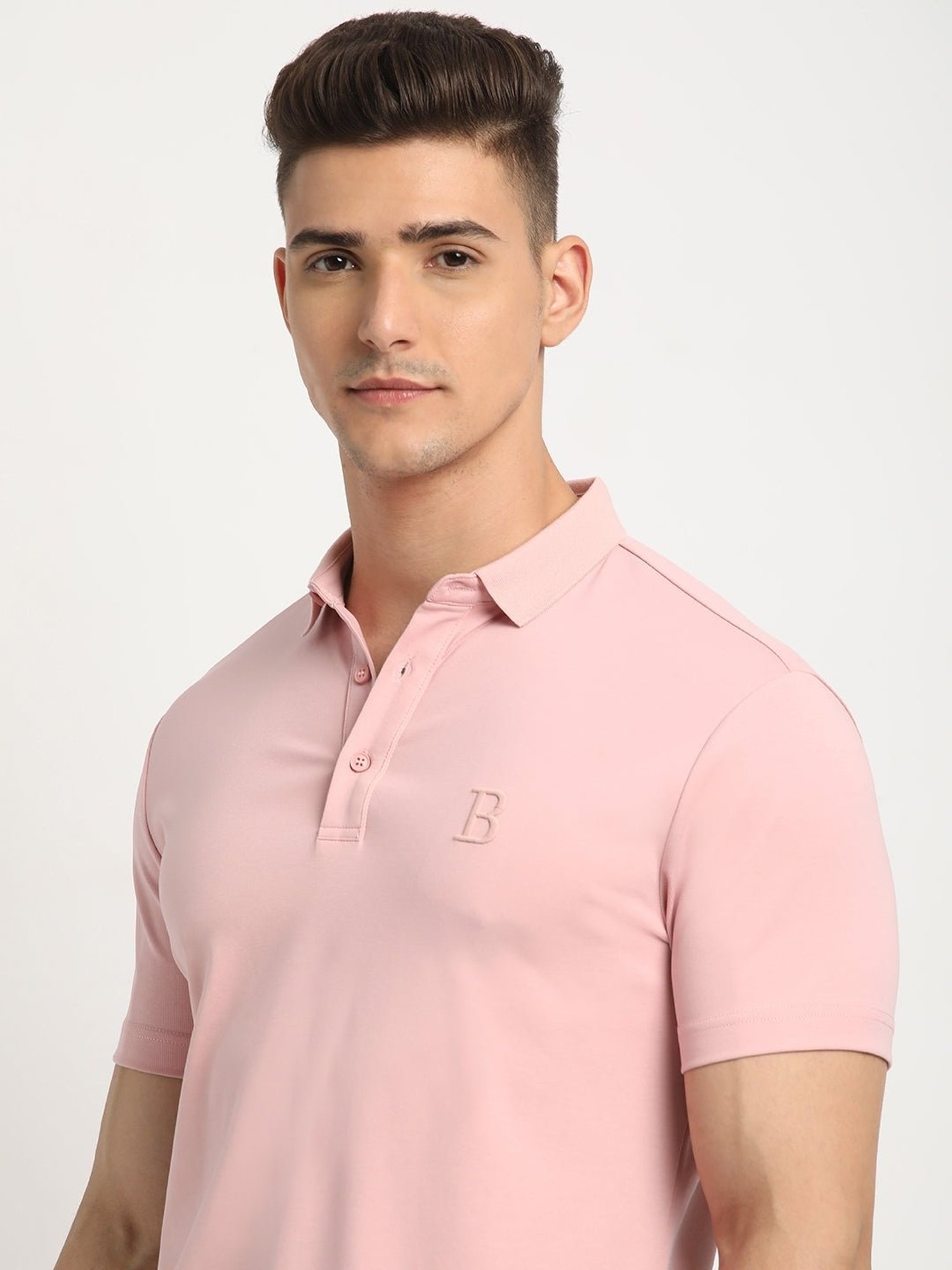 The Bear House Pink Slim Fit Polo T-Shirt