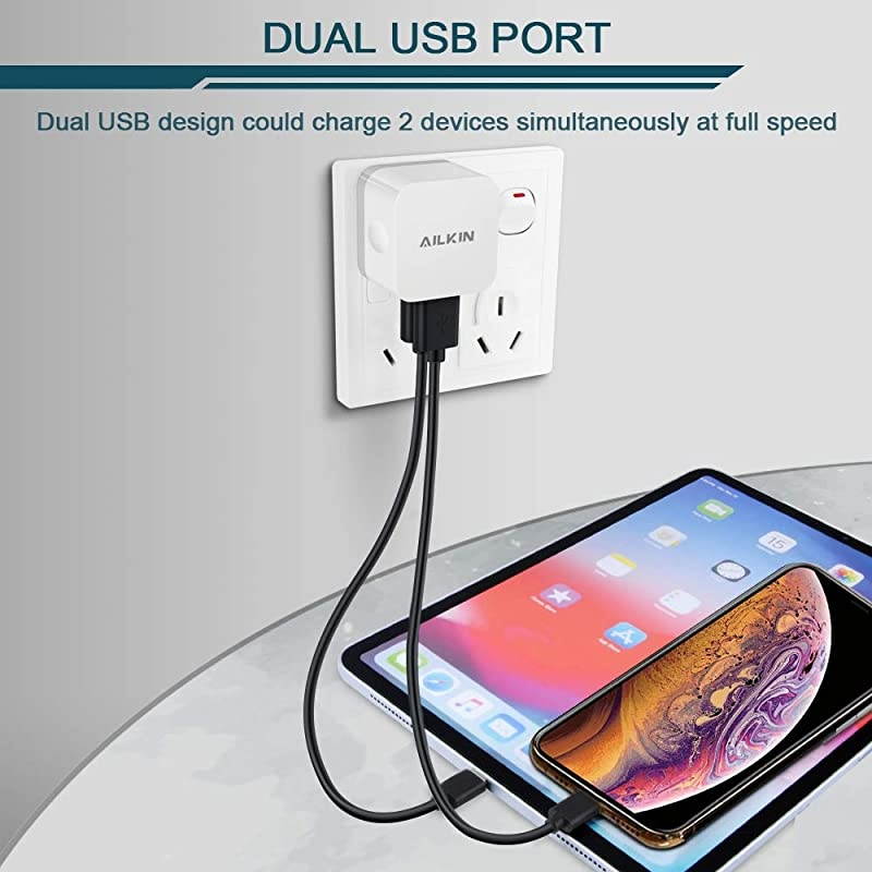 3Pack USB Charger Wall Charger Plug  24A Dual Port USB Adapter Power Cube Charge Station Box Base Replacement for iPhone XR XS MAX X87 iPad Samsung LG Pixel Phones USB Charging Block