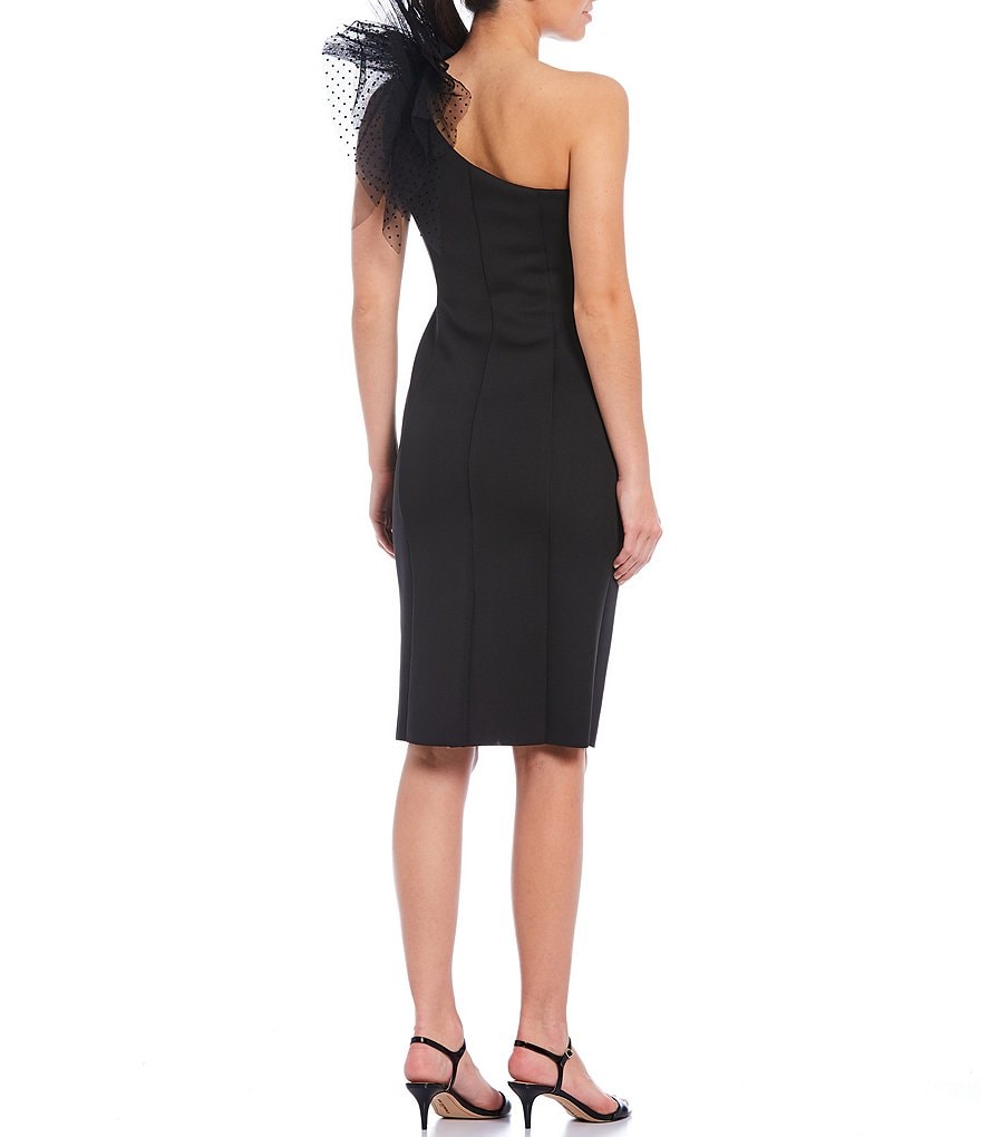 Laundry by Shelli Segal Ruffle Front Stretch Crepe Faux Wrap Dress