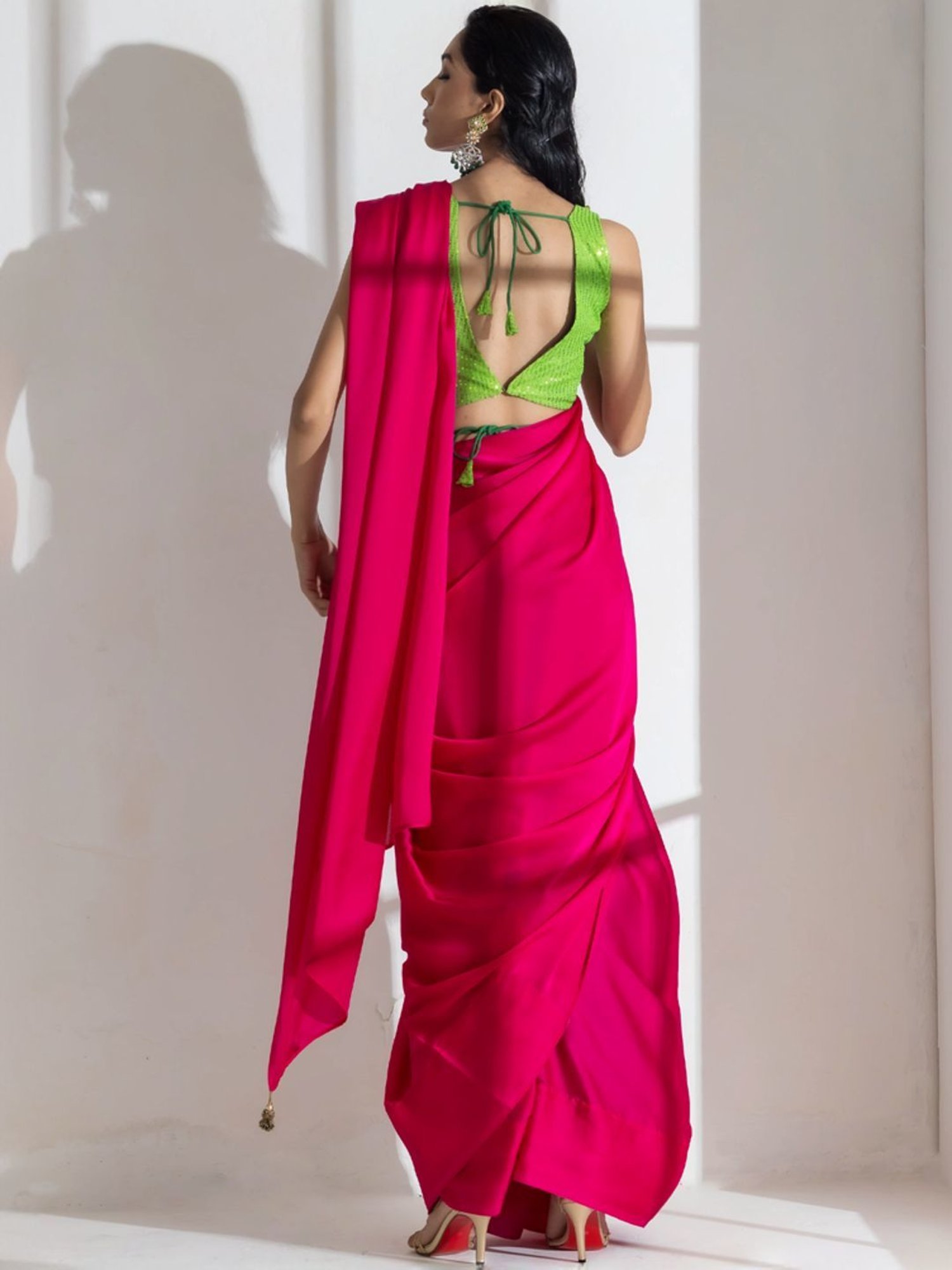 Unnati Silks Red Silk Printed Saree With Unstitched Blouse