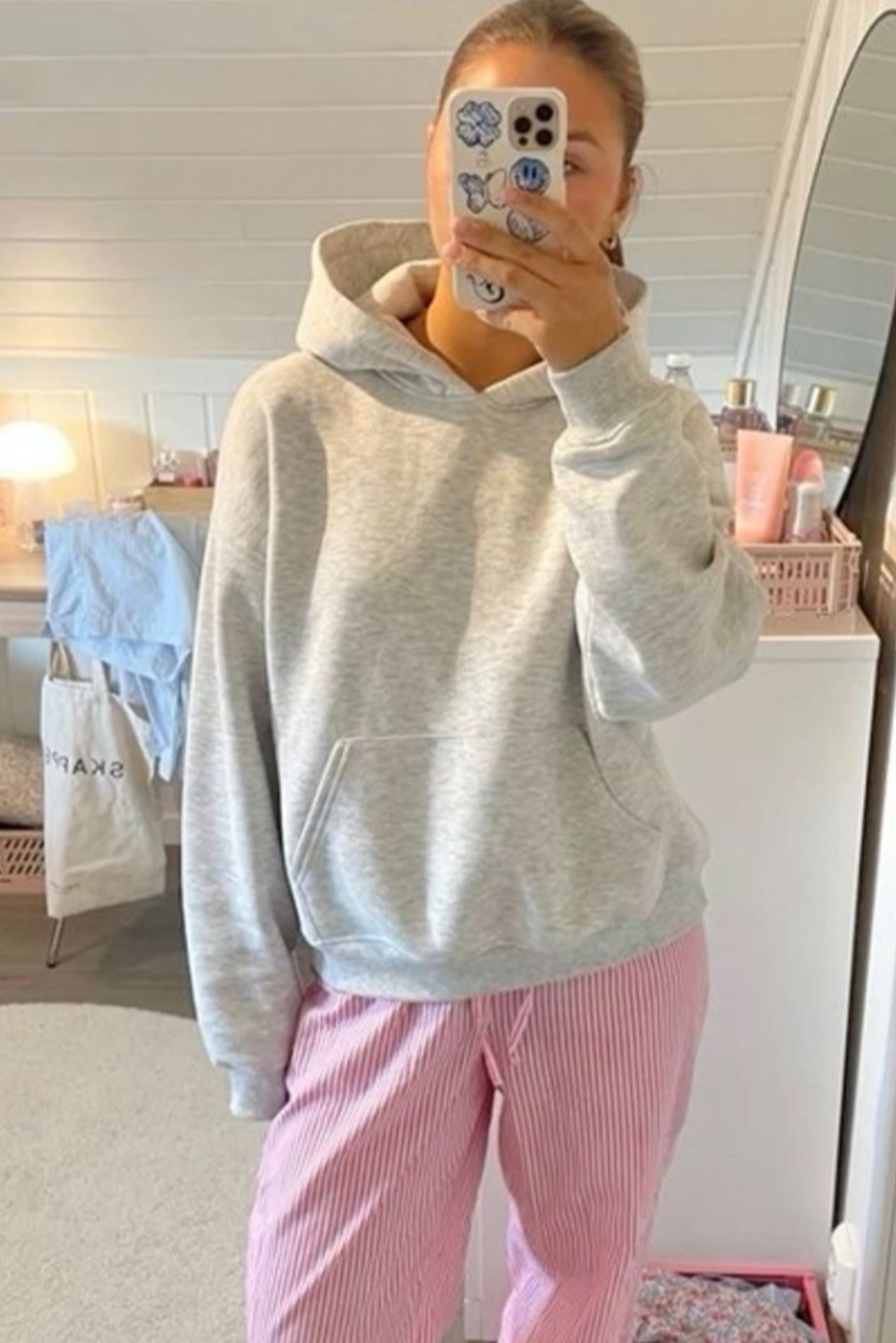 Khaki Plain Drop Shoulder Ribbed Trim Oversized Sweatshirt