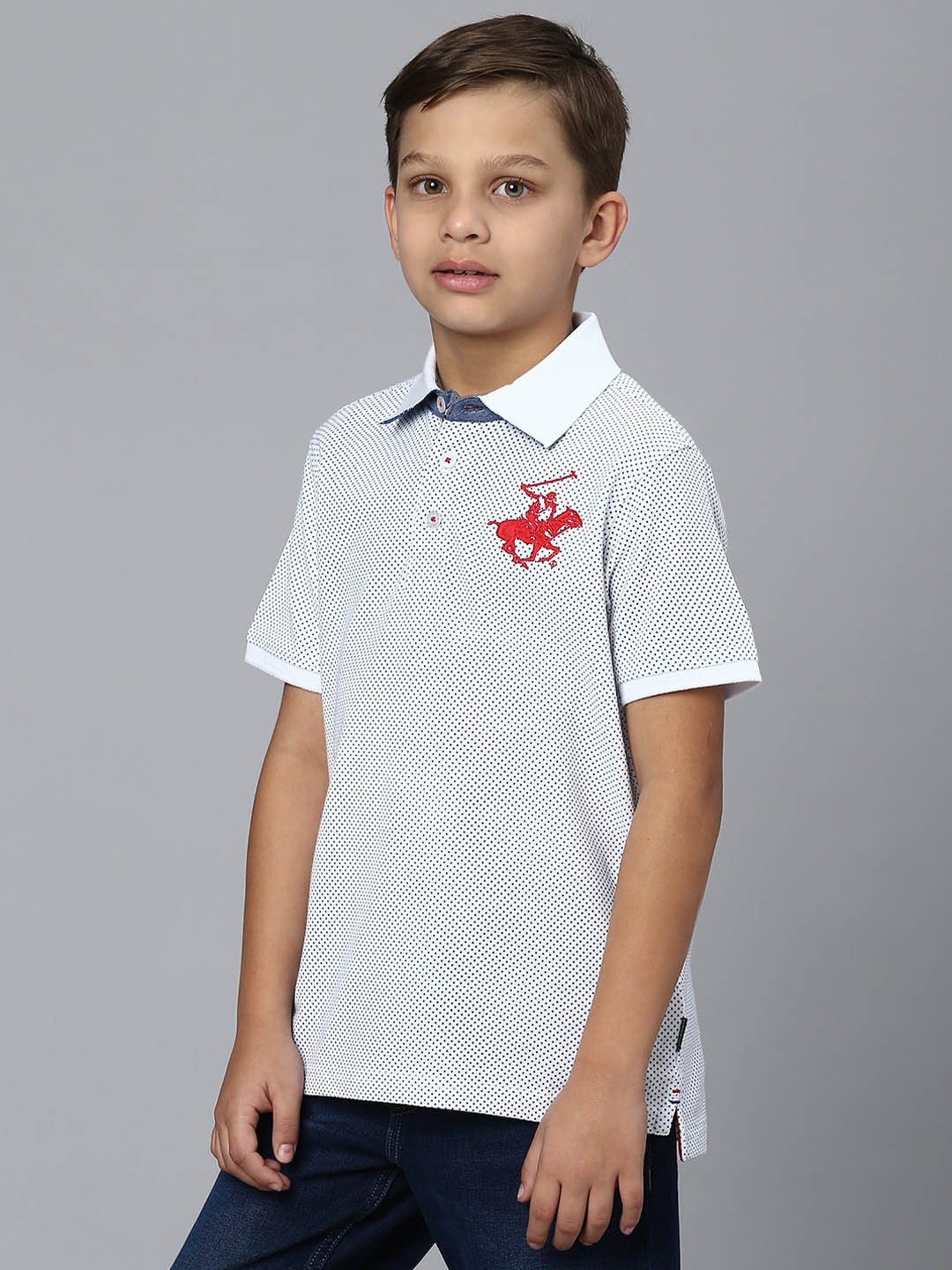Beverly Hills Polo Club Kids White Printed Polo T-Shirt