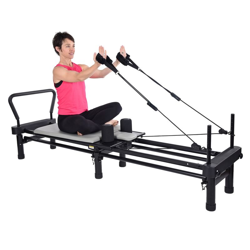 AeroPilates Premier Studio 700 Reformer for Strength Exercise Training with Cardio Rebounder and Foldable Frame, Gray