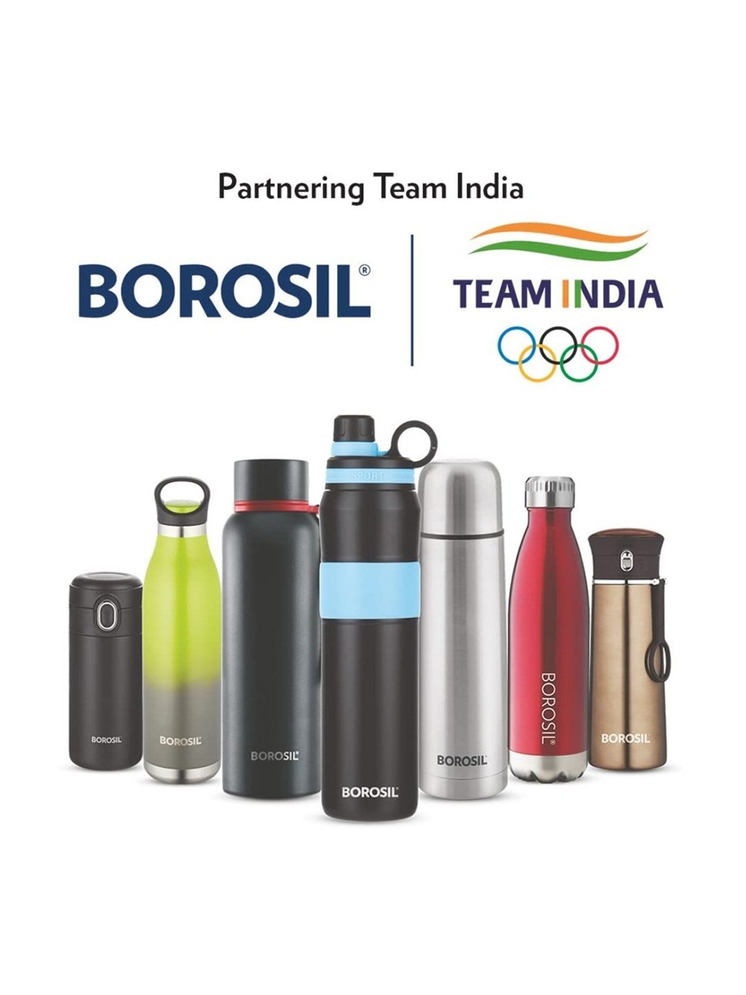 Borosil Black Stainless Steel Double Wall Vaccum Insulated Water Bottles (300ml)
