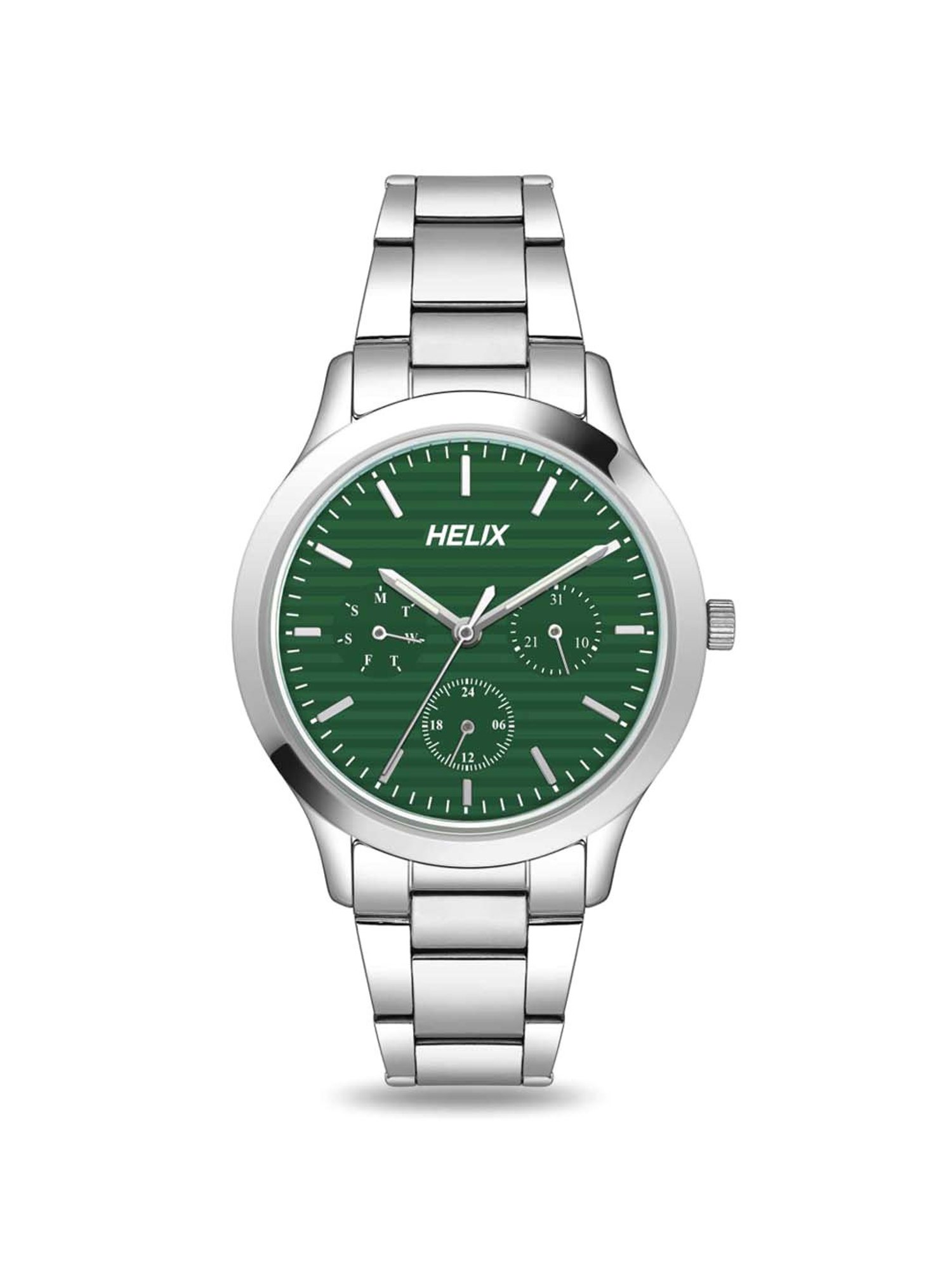 Helix By Timex Green Round Dial Analog Stainless Steel Women Watch - TW053HL02