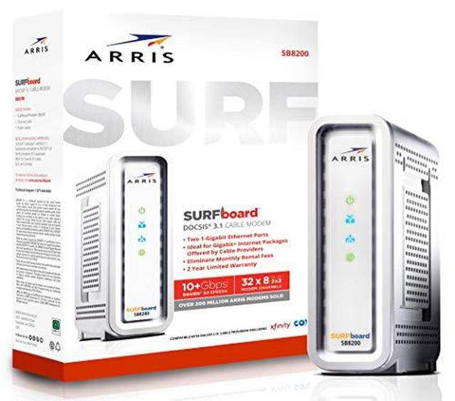 ARRIS SURFboard SB8200 DOCSIS 3.1 Gigabit Cable Modem, Approved for Cox, Xfinity & others, (white)