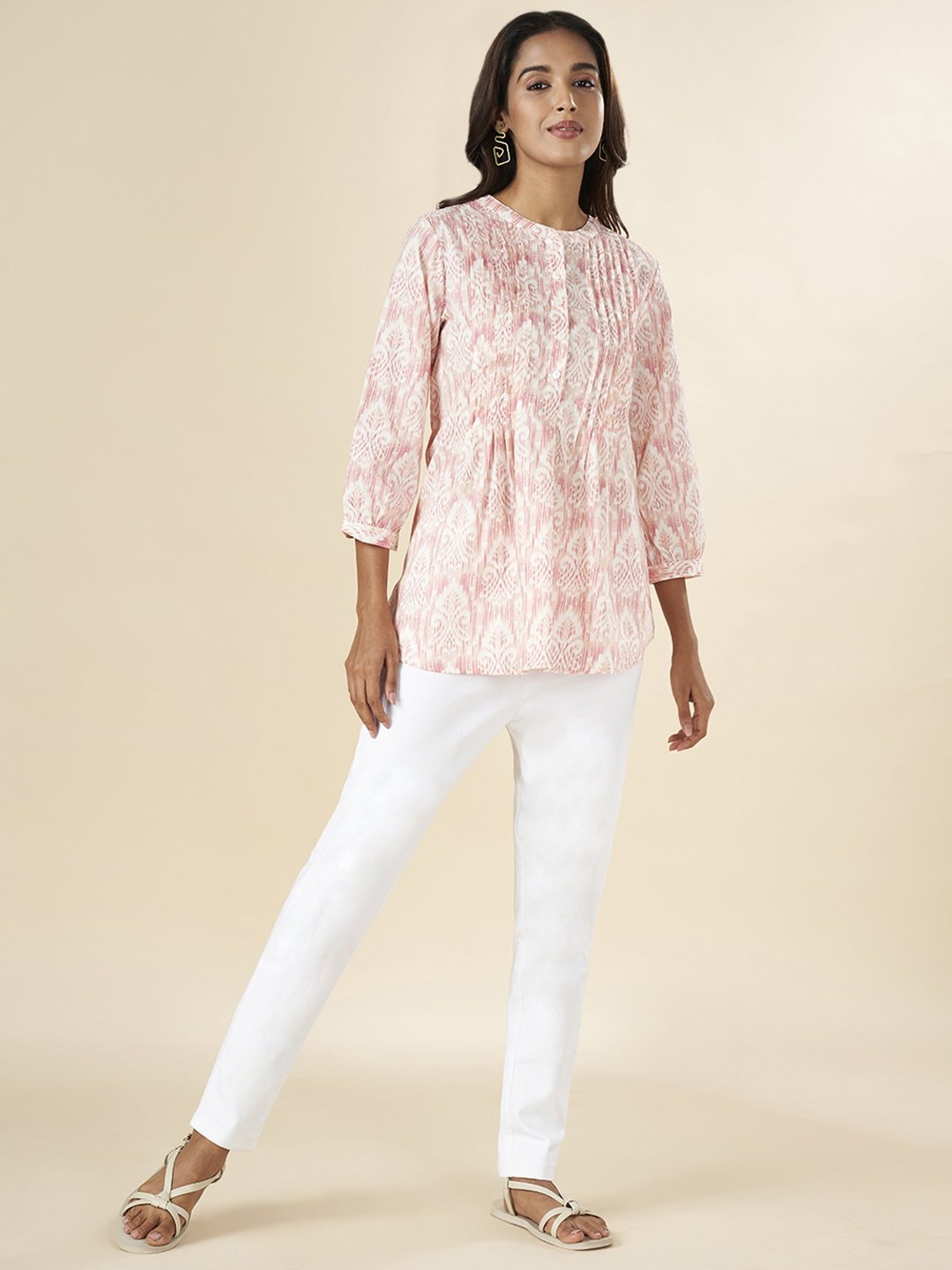 Akkriti by Pantaloons Pink Cotton Printed Tunic
