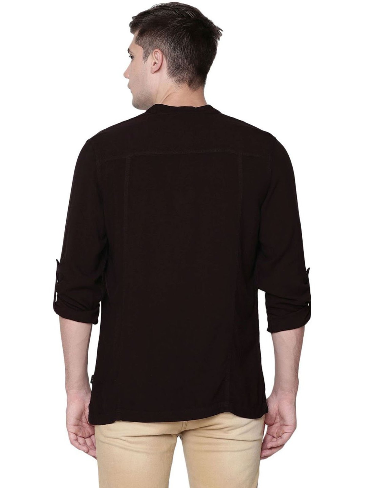 Identiti Wine Tapered Fit Short Kurta