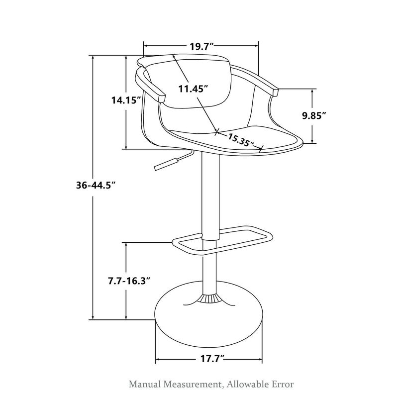Set of 2 36" Leatherette Height Adjustable Swivel Barstools Black - Glitzhome
