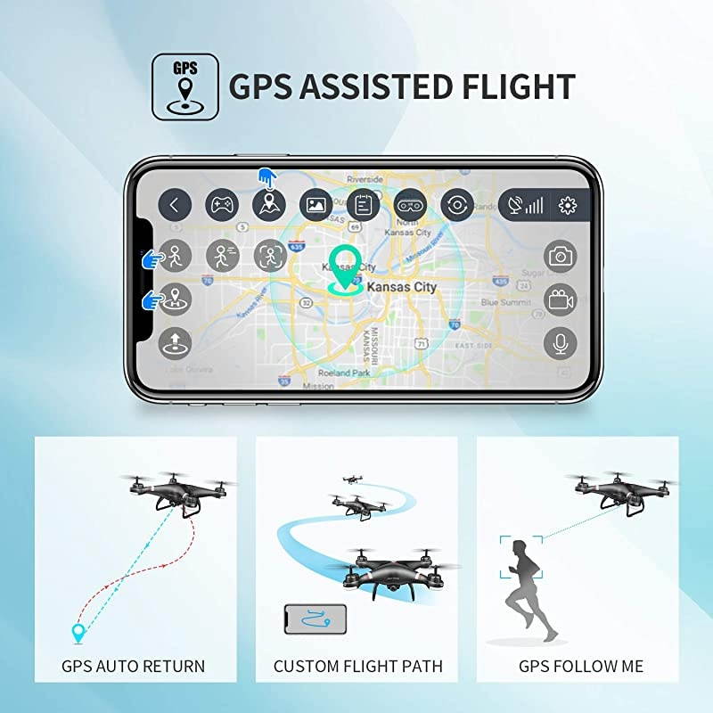GPS Drone with 1080P HD Camera FPV Live Video for Adults and Kids, Quadcopter HS110G with Carrying Bag, 2 Batteries, Altitude Hold, Follow Me and Auto Return, Easy to Use for Beginner