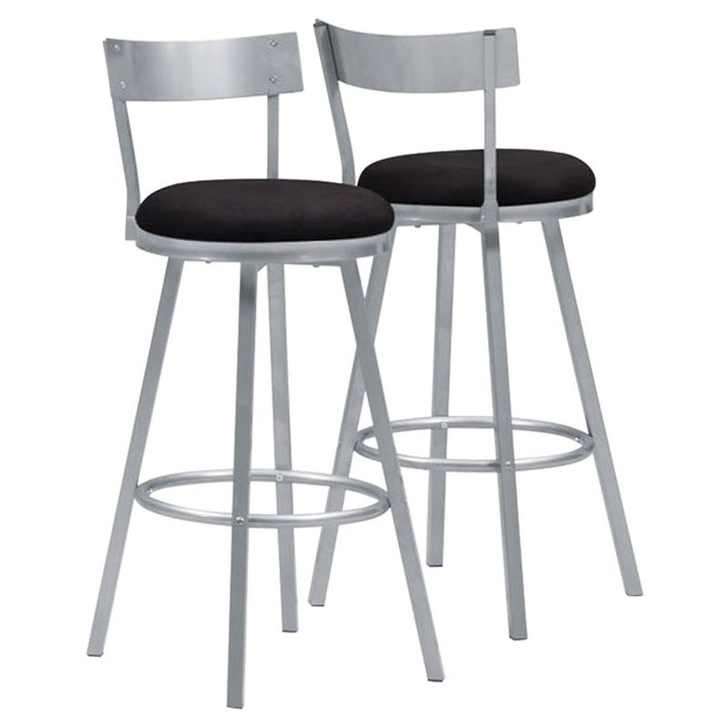 2pc 43"H Barstools Swivel Metal Silver - EveryRoom