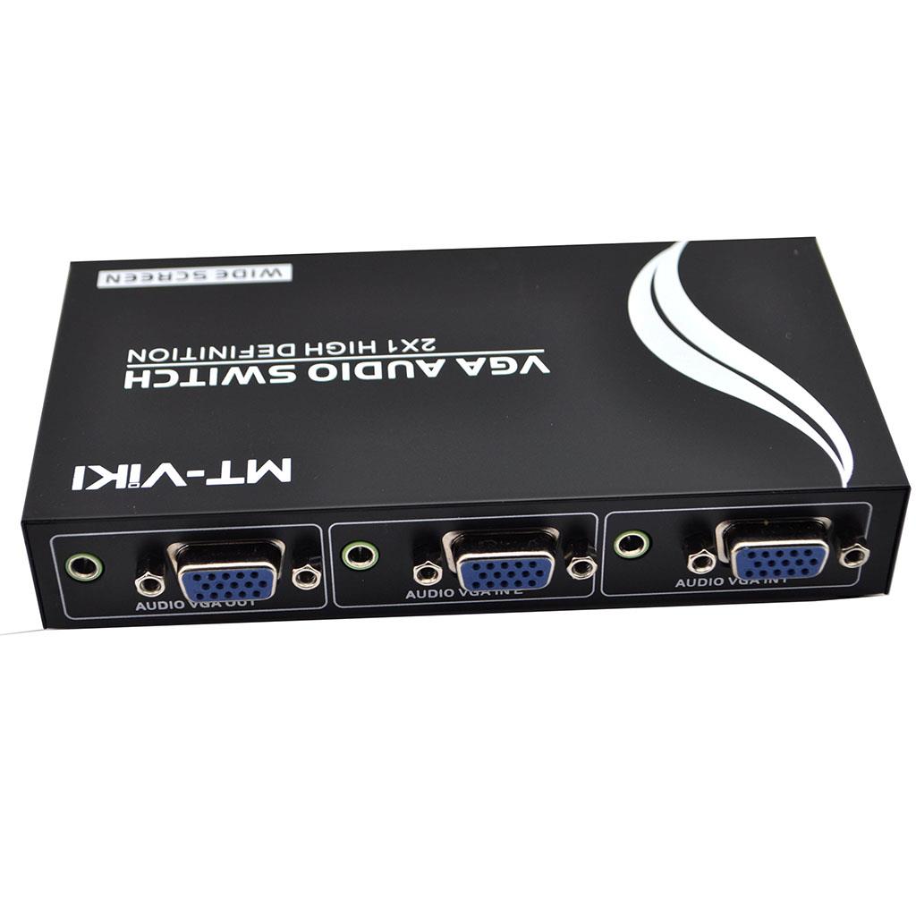 iKKEGOL 2 Port VGA  Audio Video Switch 2x1 SVGA Switcher Box 2 IN 1 OUT PC Monitor LCD TFT Sharing