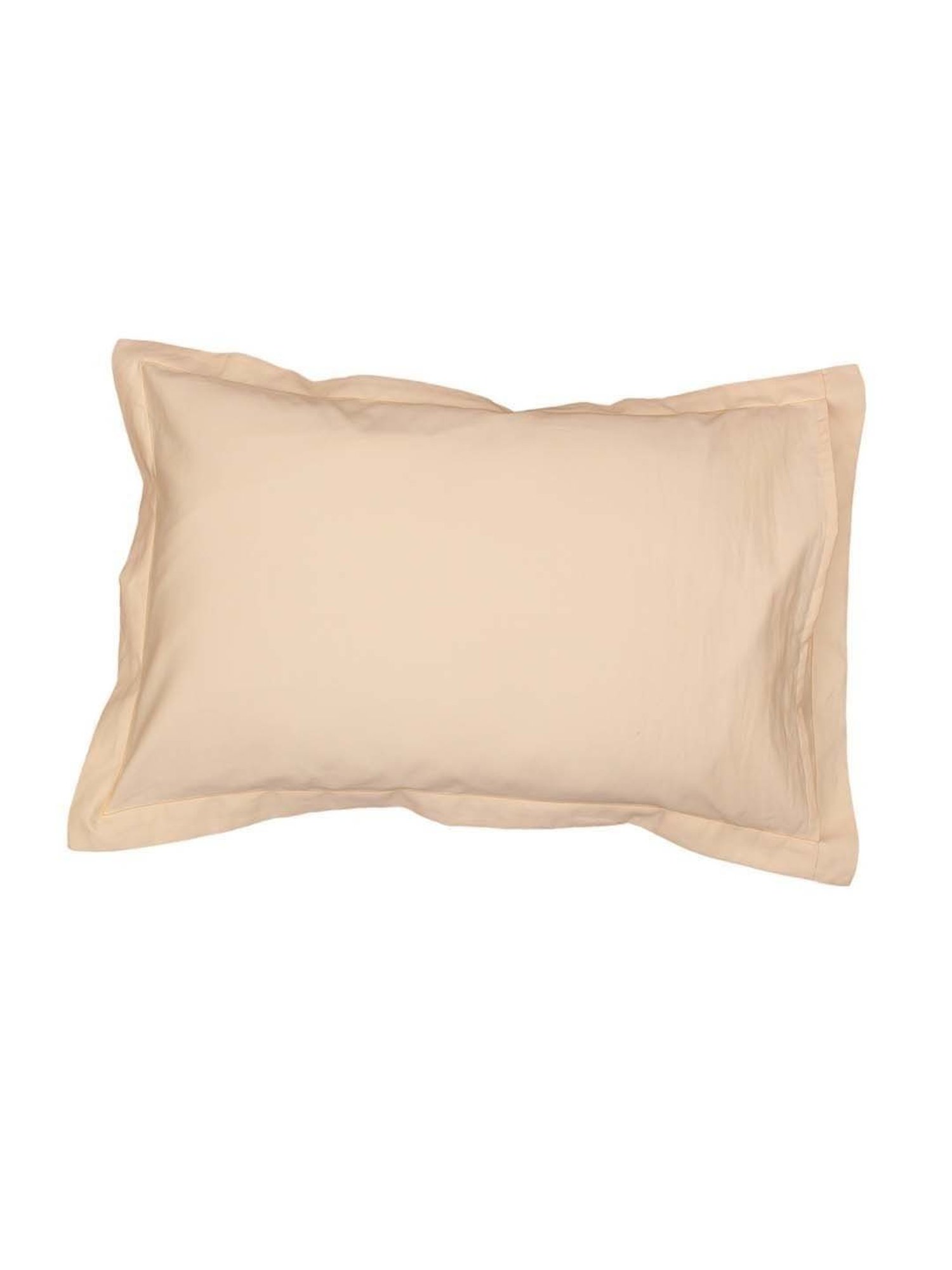 House This Ginger Beige Cotton 600 TC Double Size Bedsheet With Pillow Covers