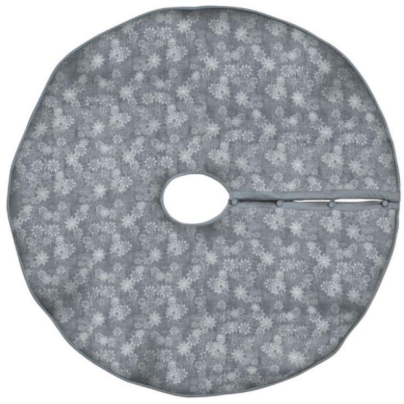 Melrose 54" Gray and White Jacquard Snowflake Christmas Tree Skirt